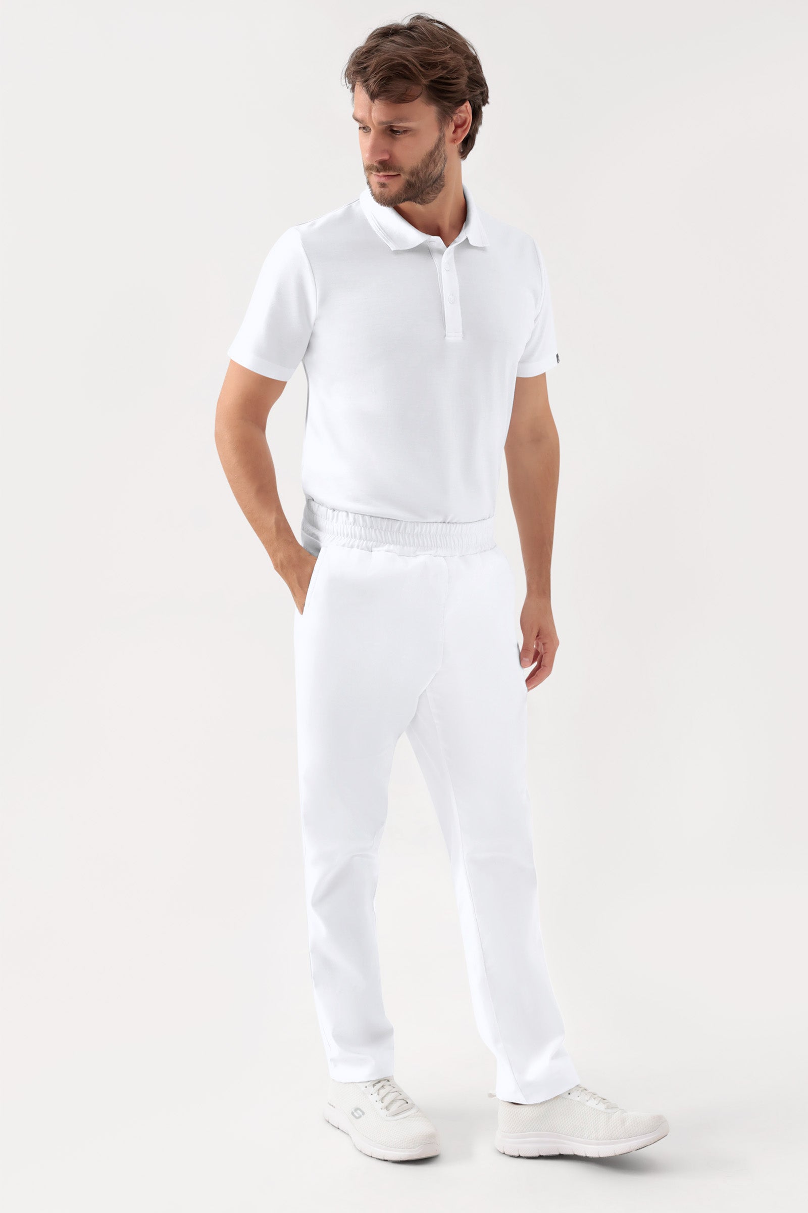 GREEN Pantalon Stretch mixte - Ceinture élastiquée blanc