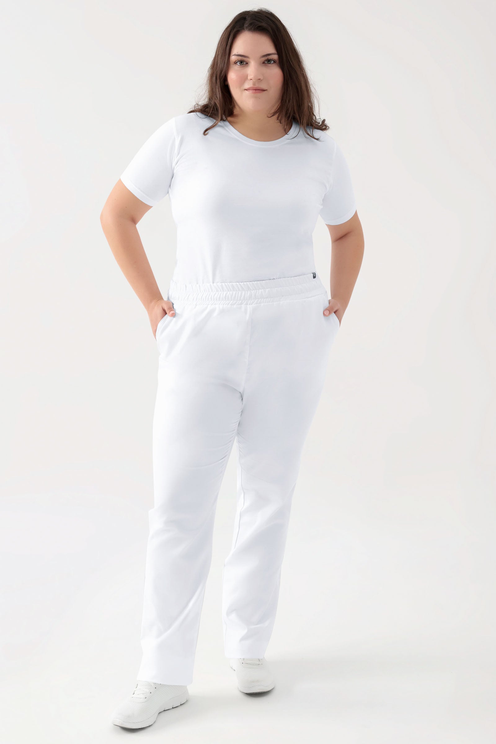 GREEN Pantalon Stretch mixte - Ceinture élastiquée blanc
