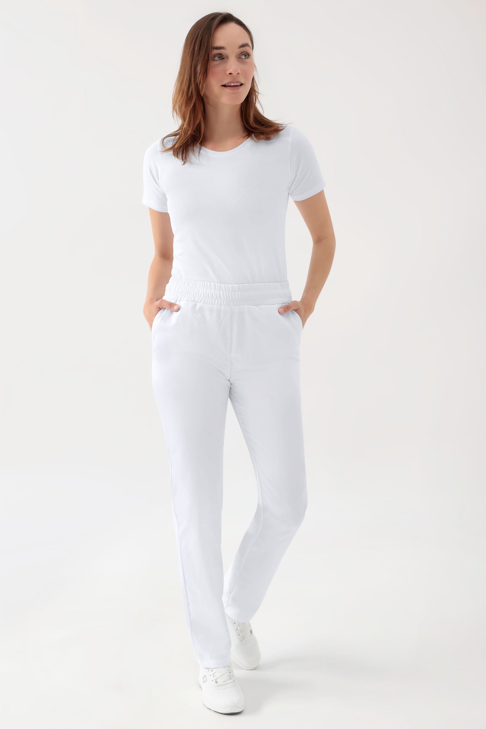 Pantalon Stretch mixte - Ceinture élastiquée blanc