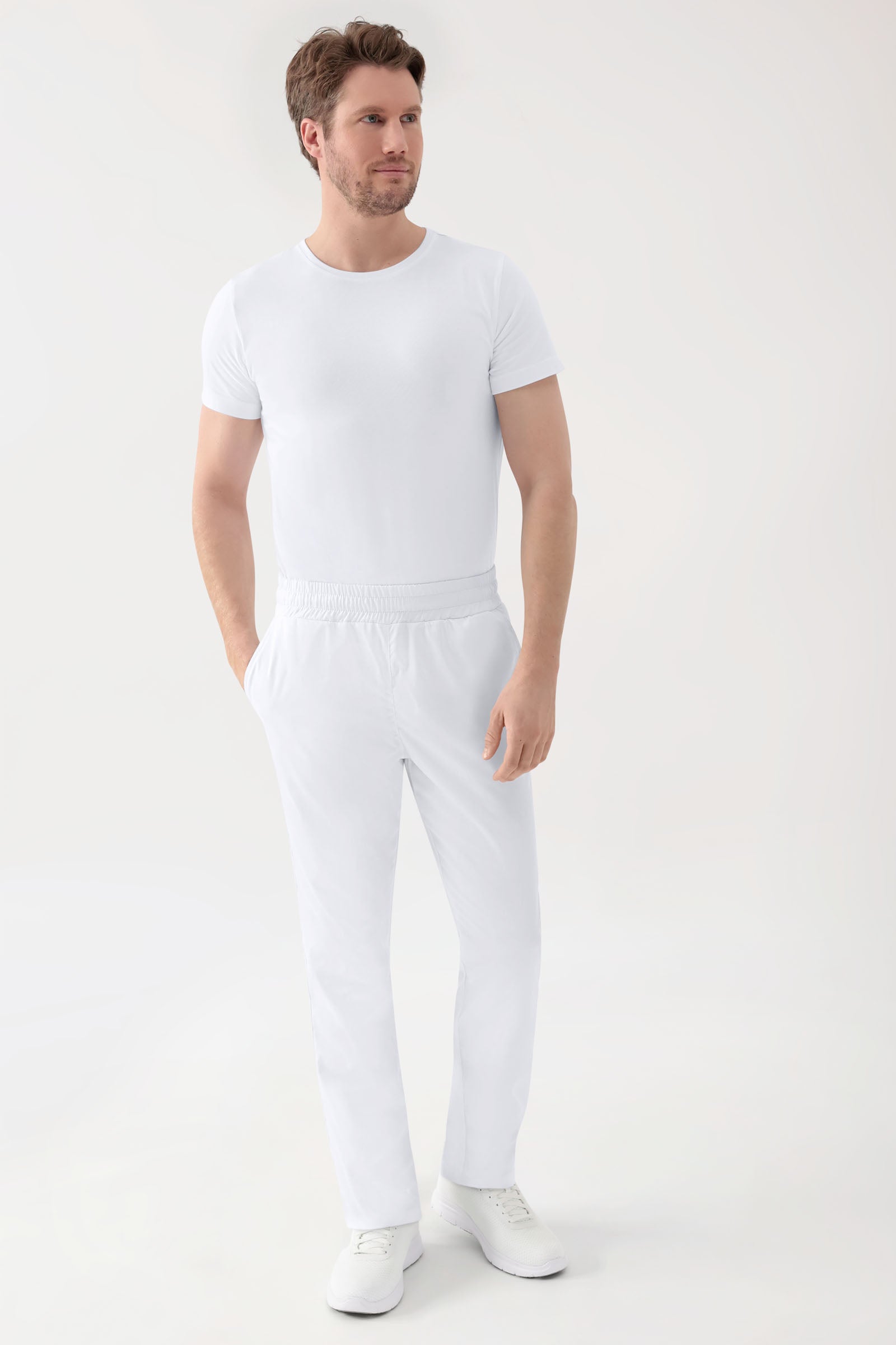 Pantalon Stretch mixte - Ceinture élastiquée blanc
