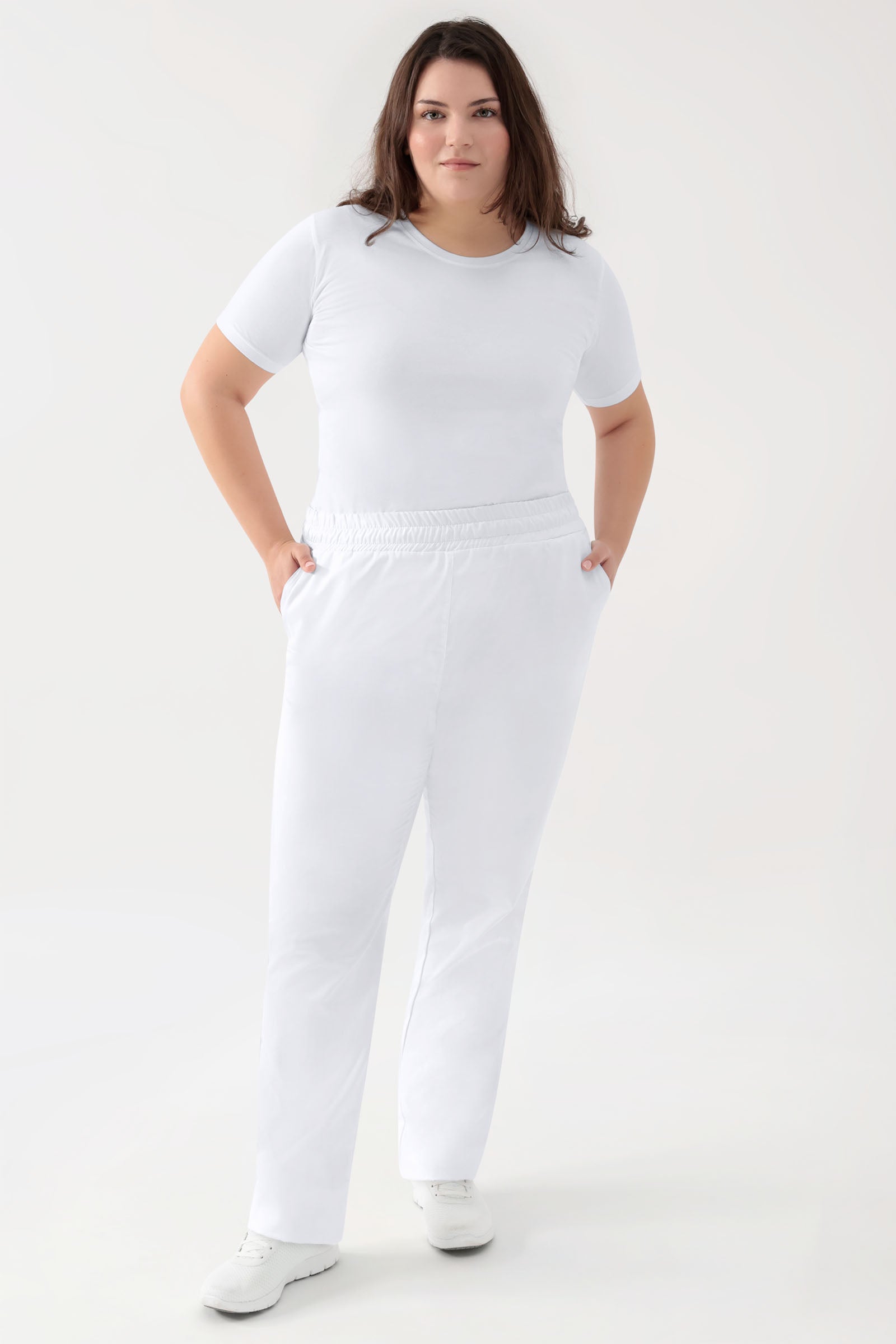 Pantalon Stretch mixte - Ceinture élastiquée blanc