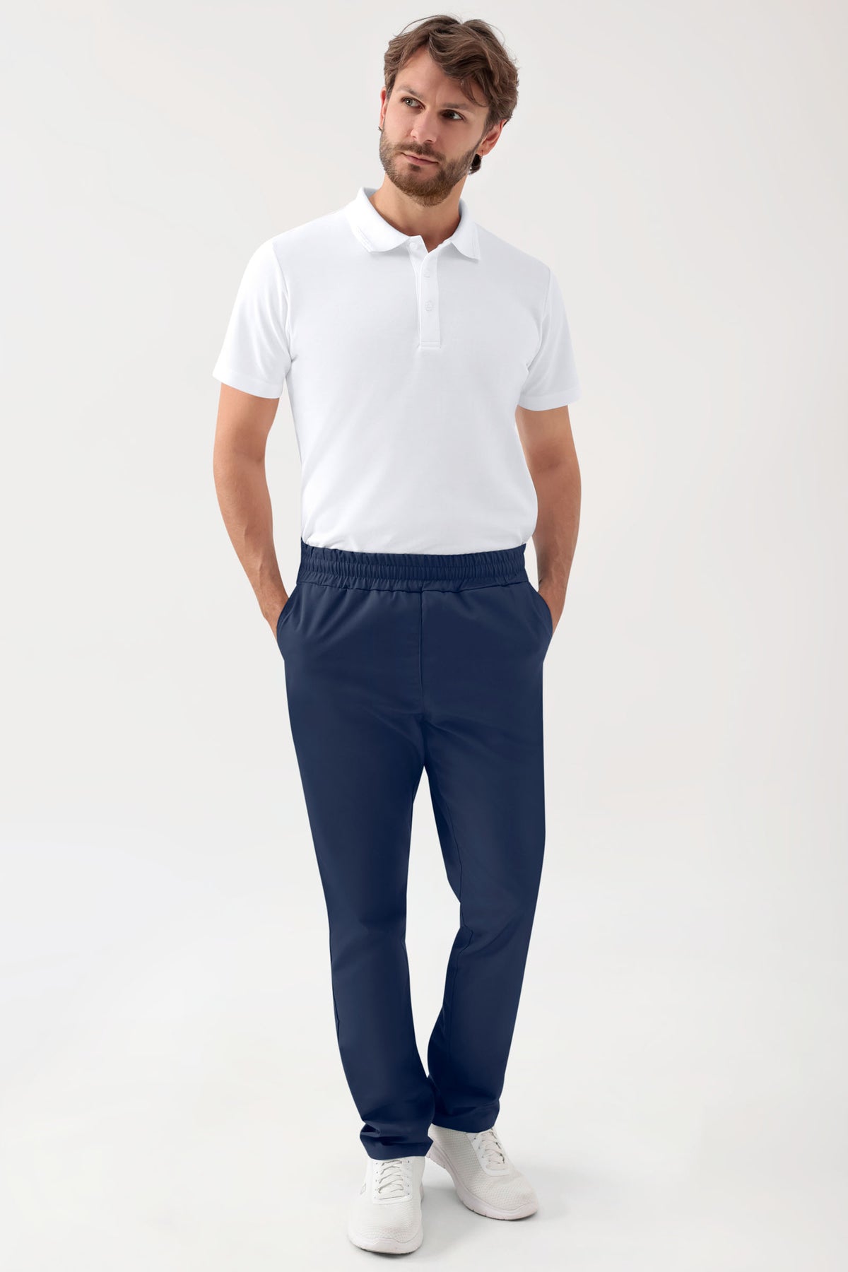 GREEN Pantalon Stretch mixte - Ceinture élastiquée navy