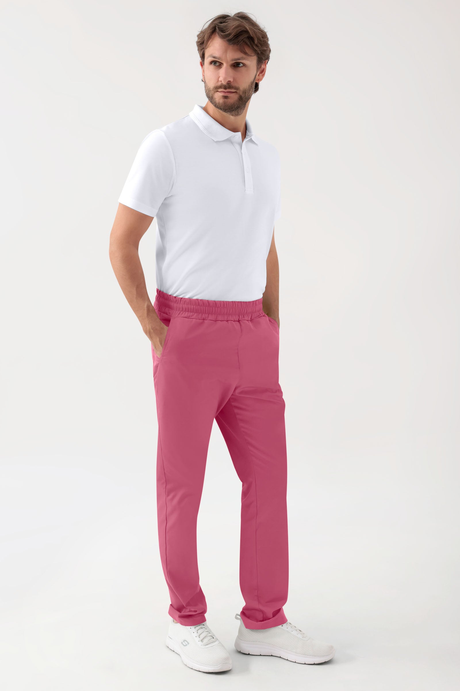 GREEN Pantalon Stretch mixte - Ceinture élastiquée bois de rose