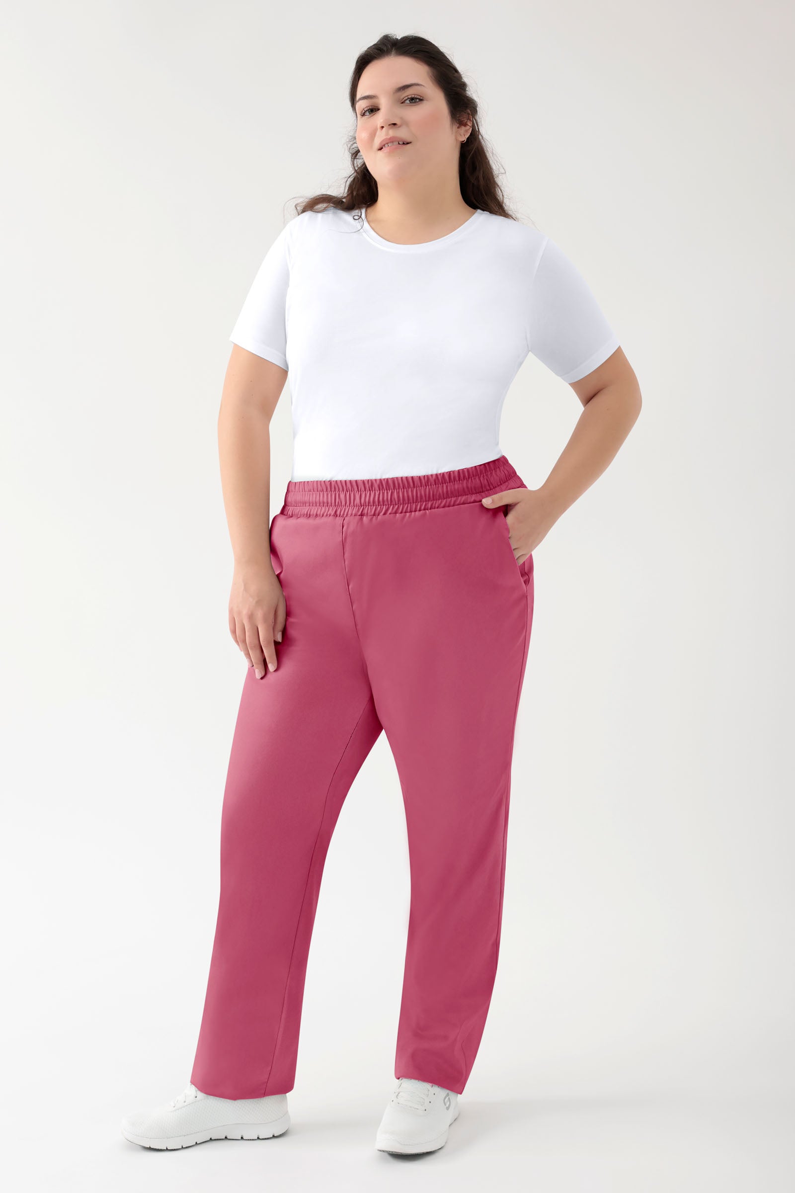 GREEN Pantalon Stretch mixte - Ceinture élastiquée bois de rose