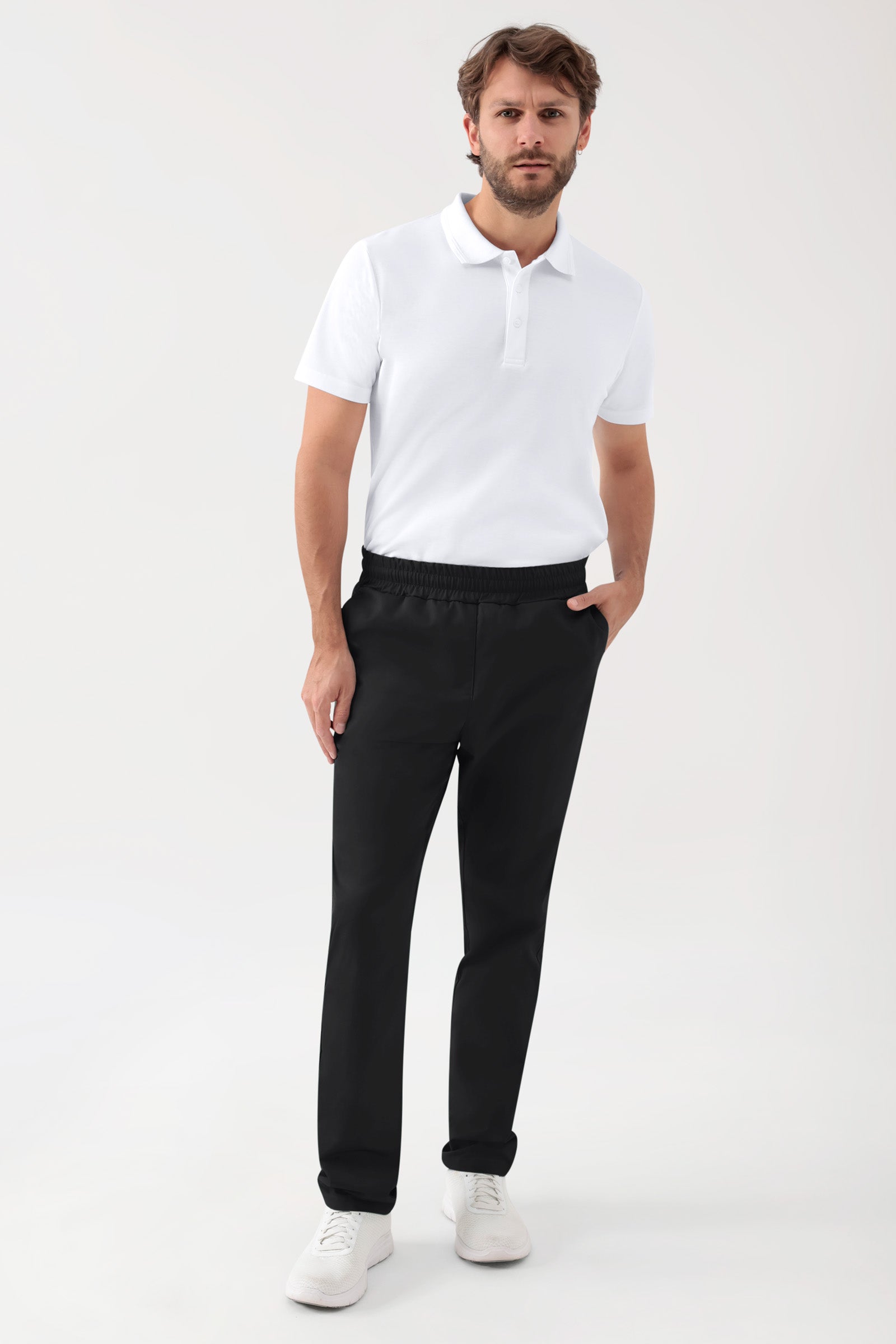 GREEN Pantalon Stretch mixte - Ceinture élastiquée noir