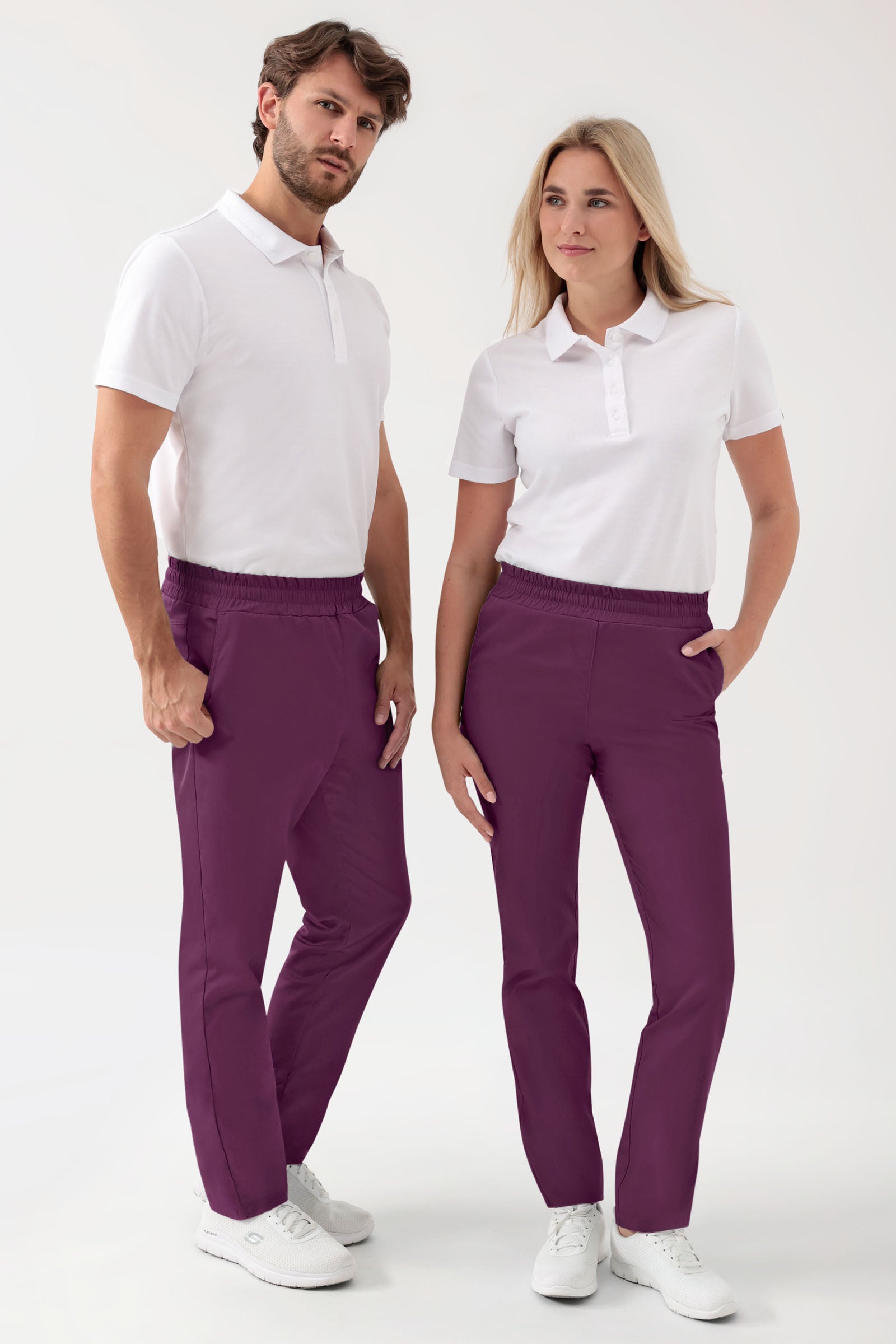 GREEN Pantalon Stretch mixte - Ceinture élastiquée prune