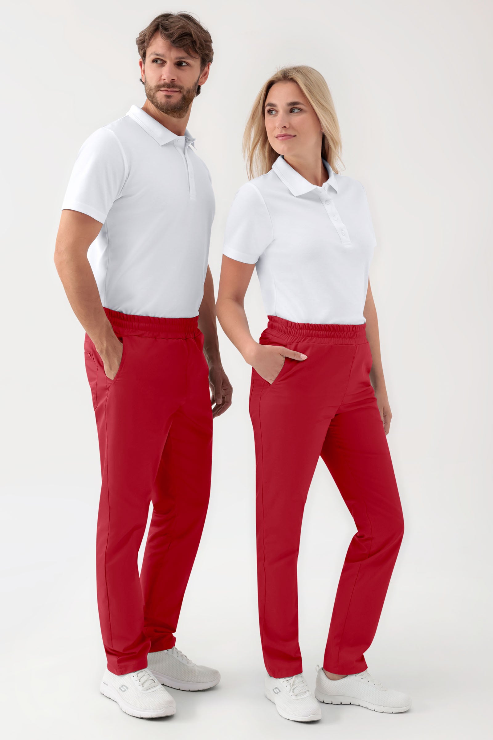 GREEN Pantalon Stretch mixte - Ceinture élastiquée rouge, Vue de face