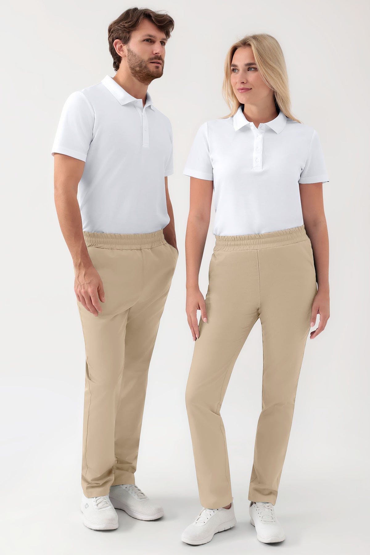 GREEN Pantalon Stretch mixte - Ceinture élastiquée sable