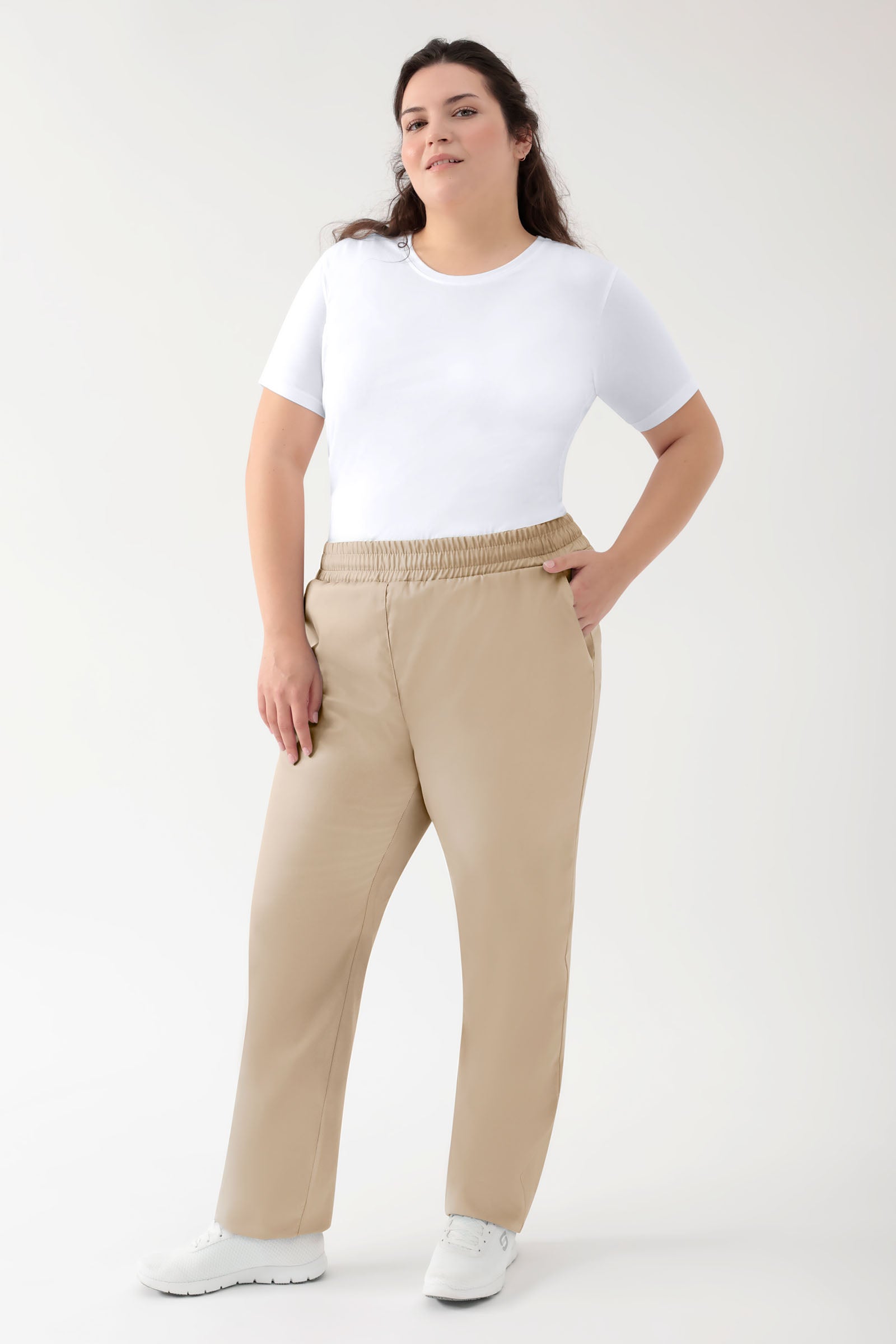 GREEN Pantalon Stretch mixte - Ceinture élastiquée sable
