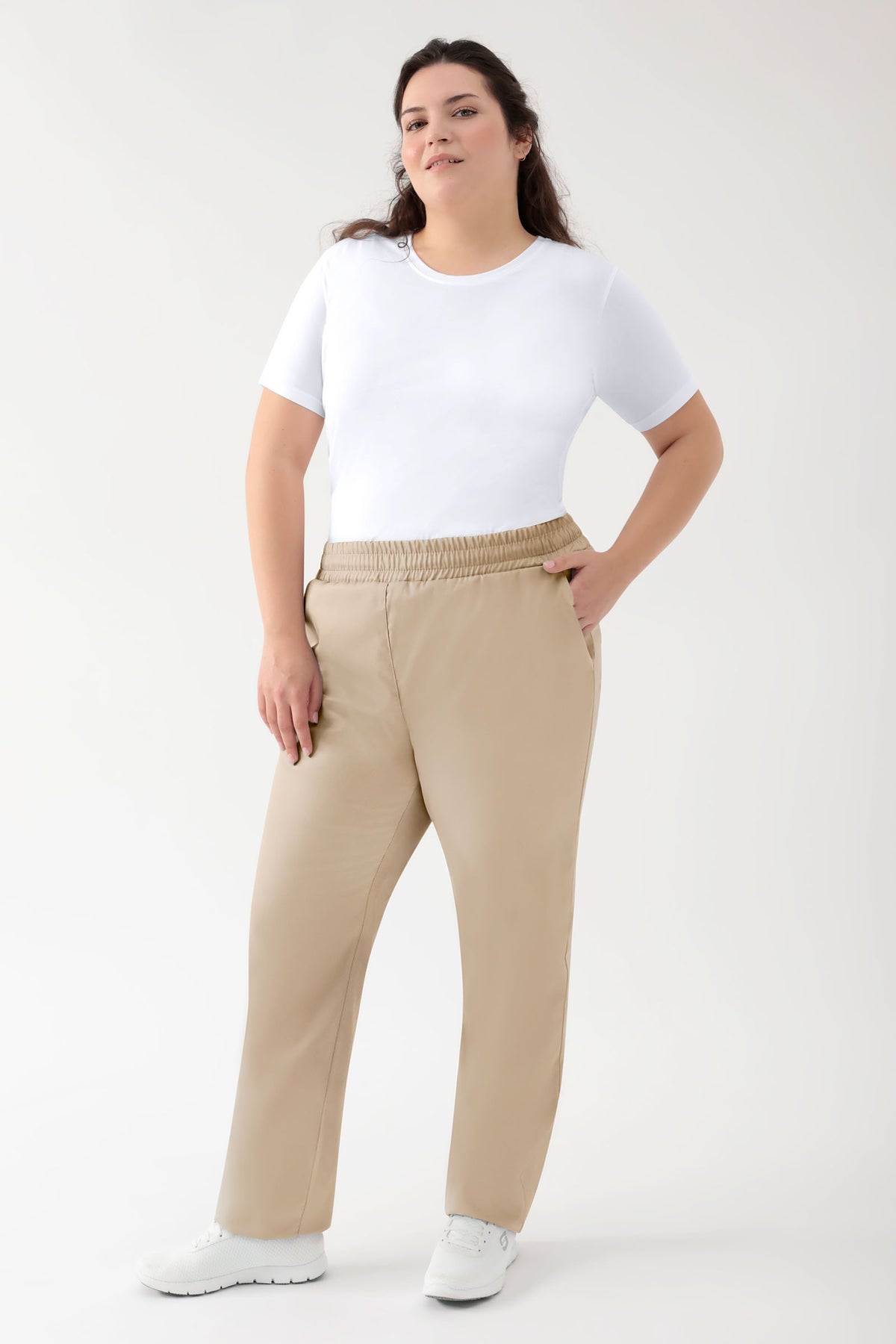 GREEN Pantalon Stretch mixte - Ceinture élastiquée sable
