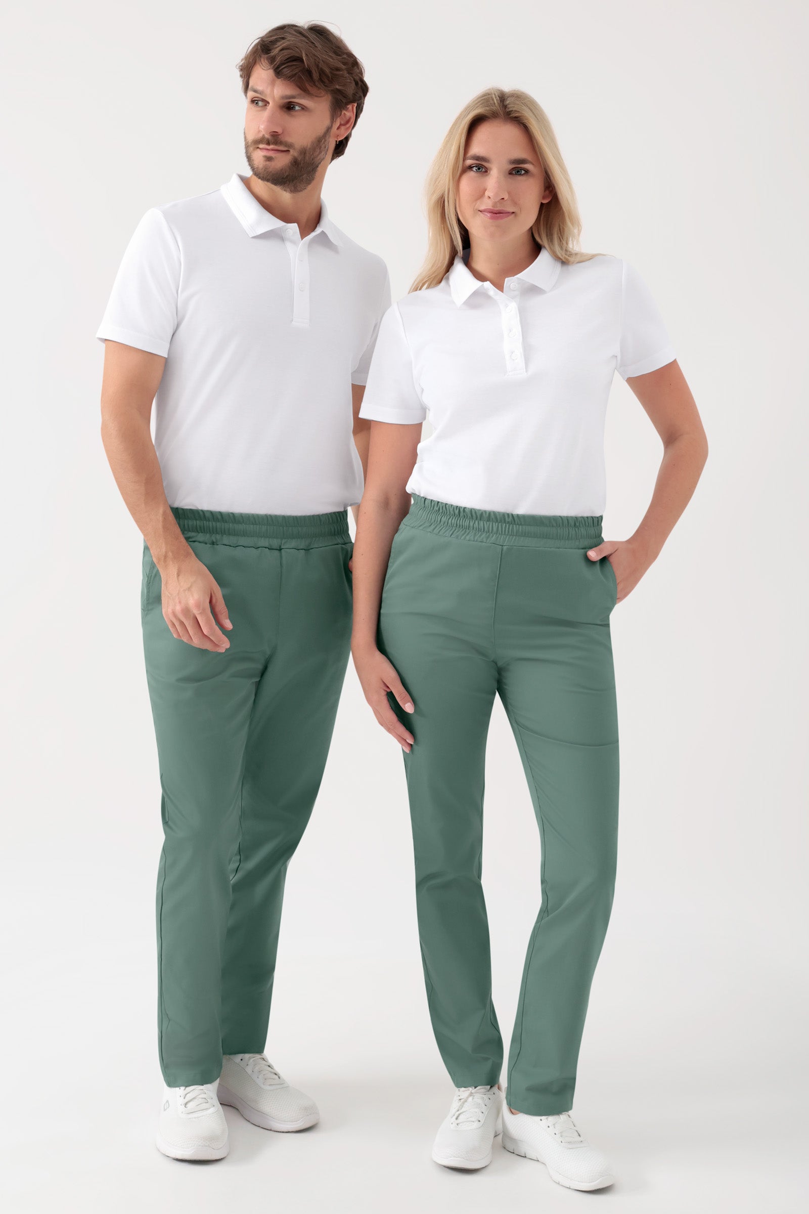 GREEN Pantalon Stretch mixte - Ceinture élastiquée vert foncé