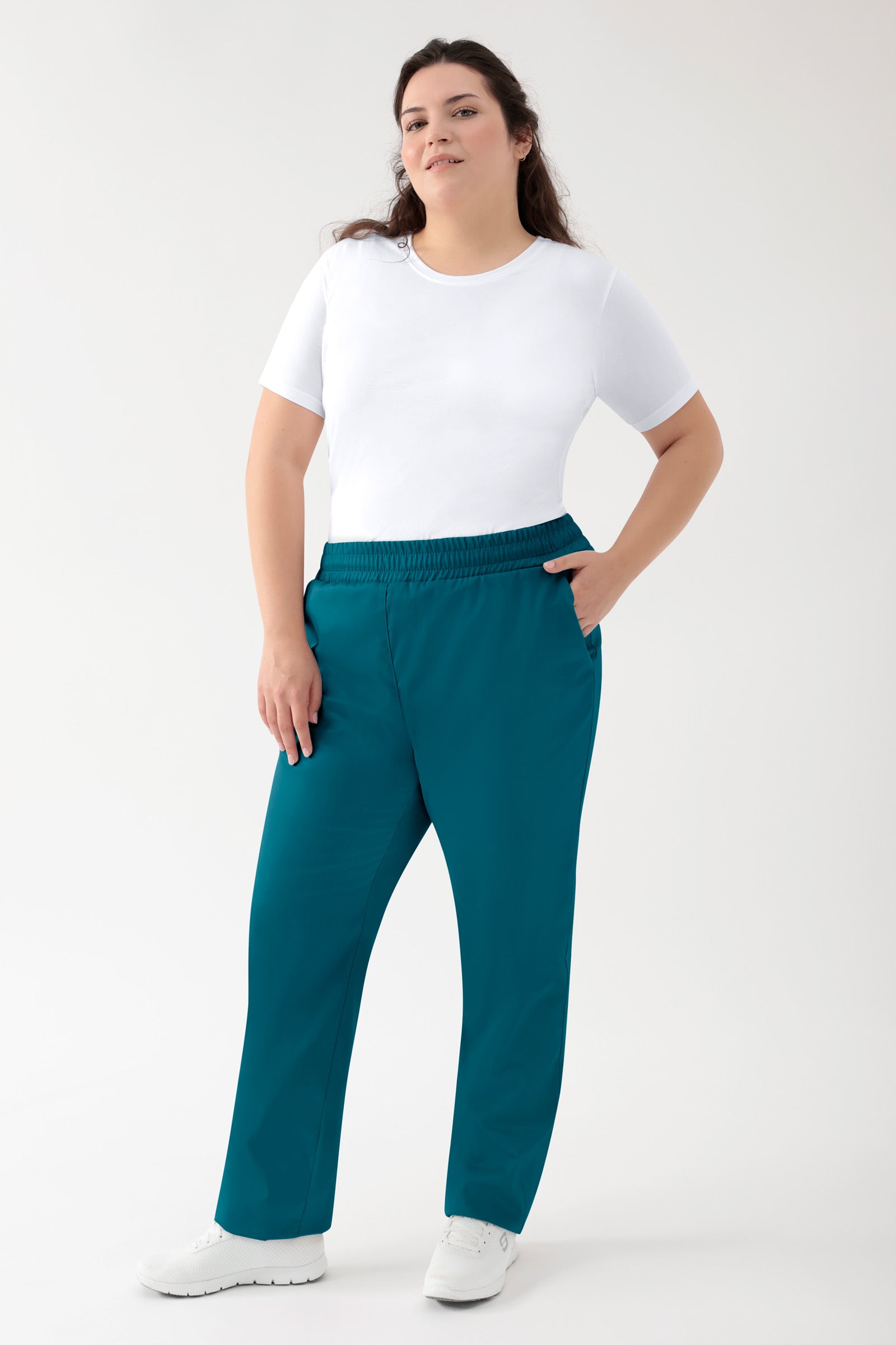 GREEN Pantalon Stretch mixte - Ceinture élastiquée pétrole