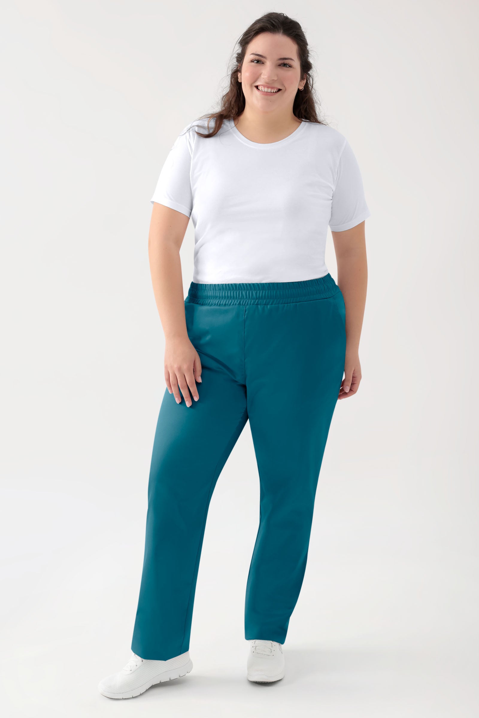 Pantalon Stretch mixte - Ceinture élastiquée pétrole
