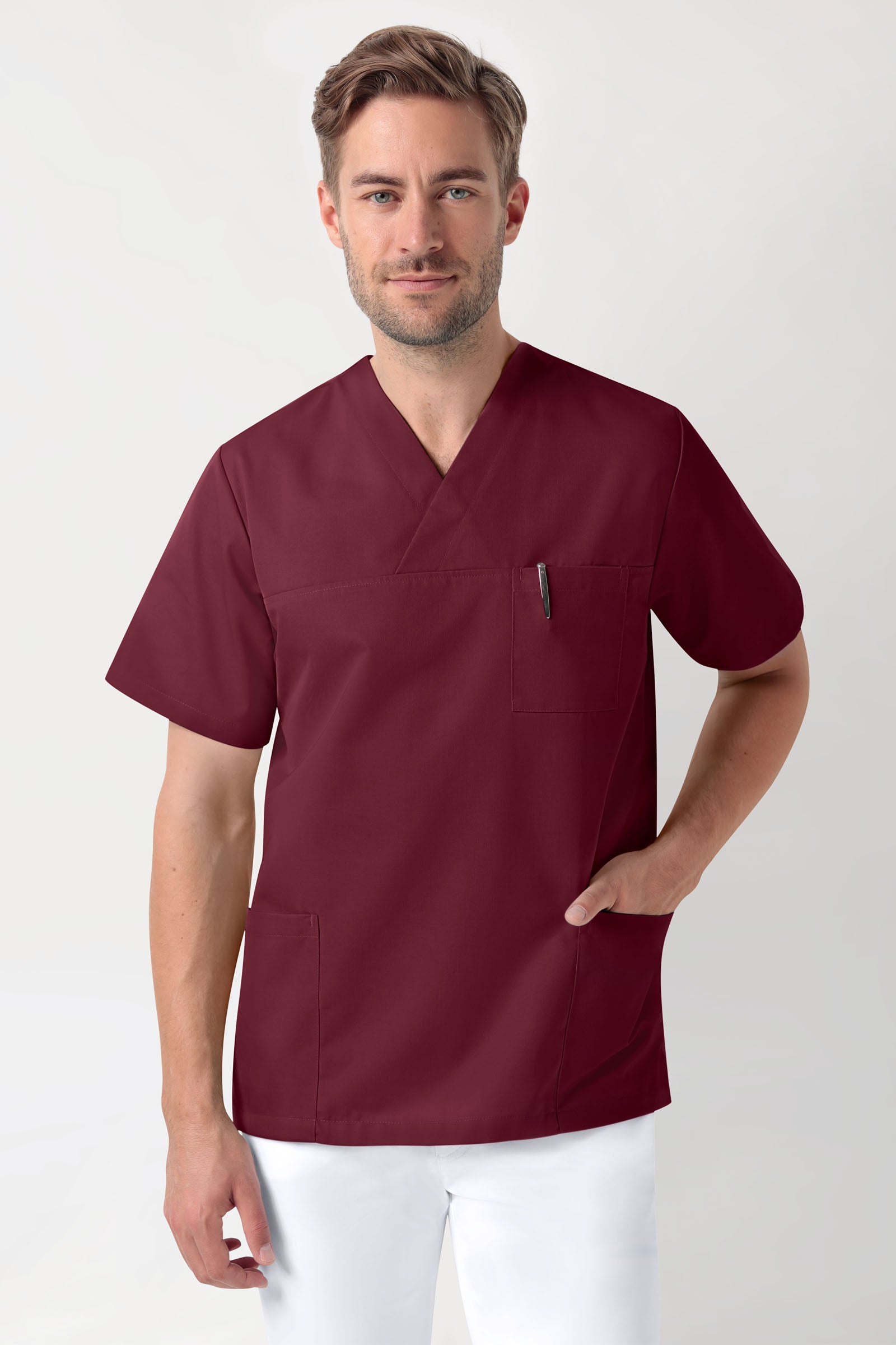 Tunique Stretch Homme - Décolleté V bordeaux