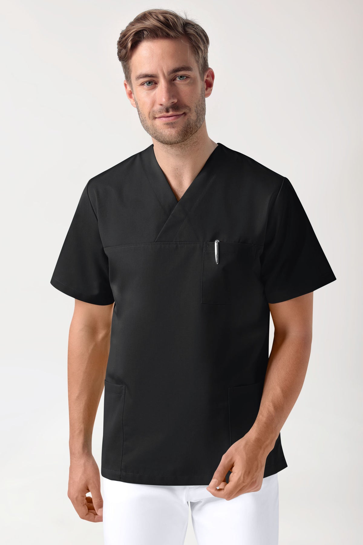 Tunique Stretch Homme - Décolleté V noir, Vue de face