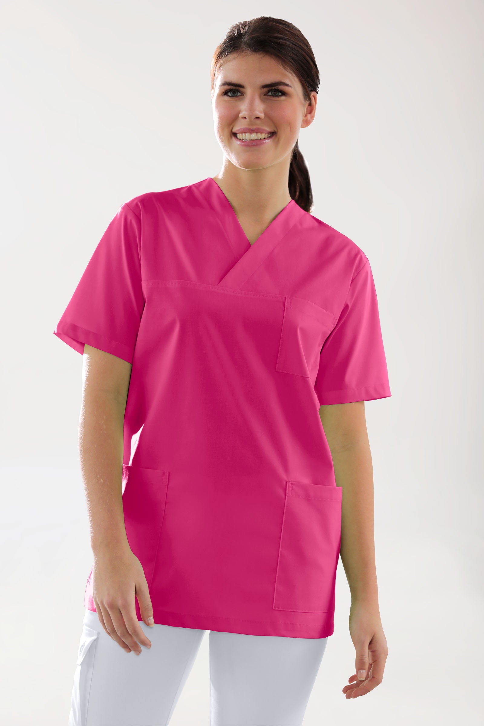 Tunique Stretch mixte - Col V pink, Vue de face