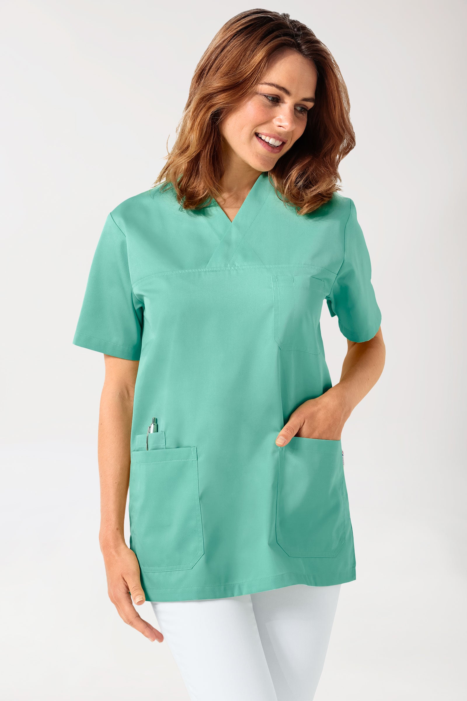 Tunique vert aqua col en V