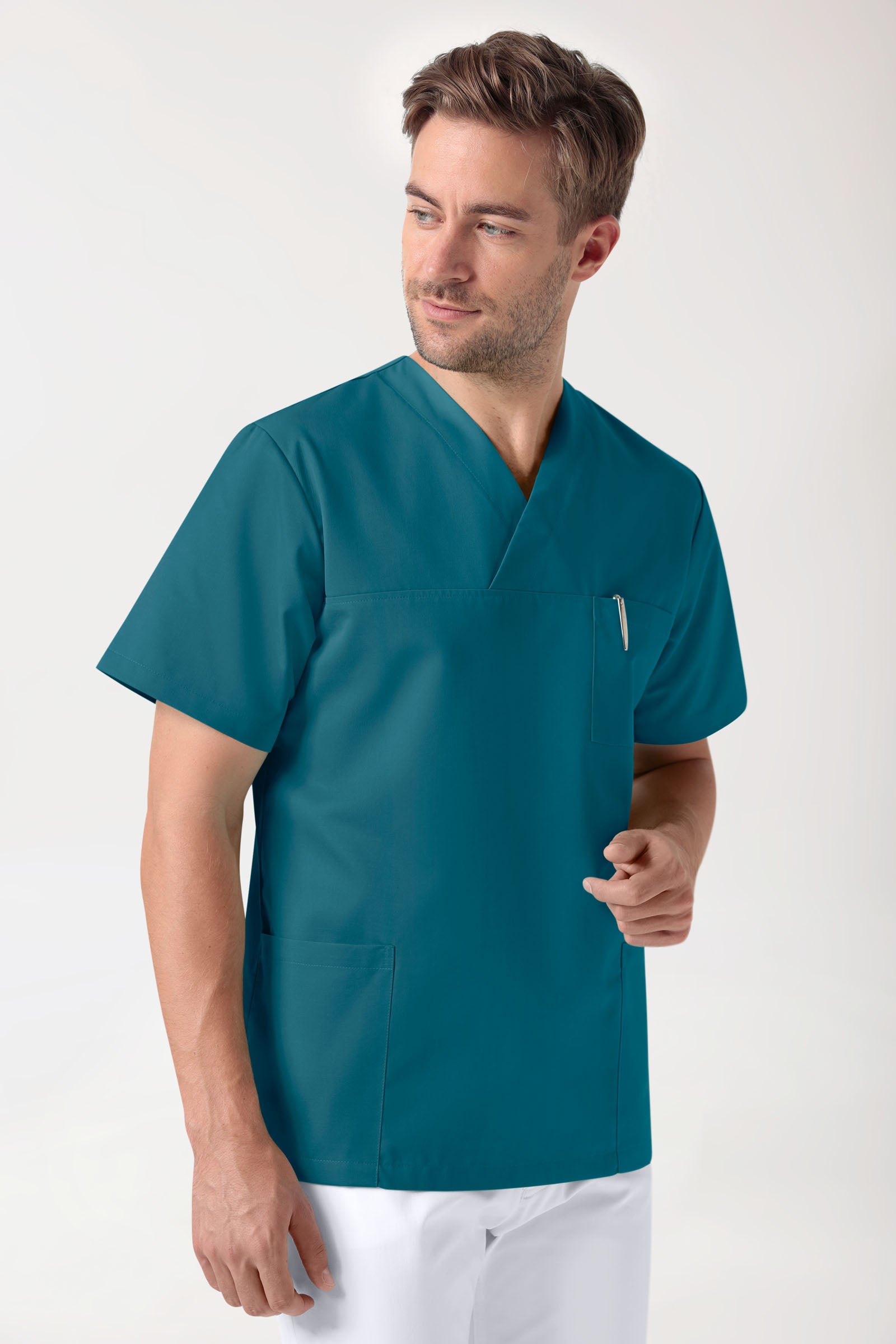 Tunique Stretch Homme - Décolleté V pétrole