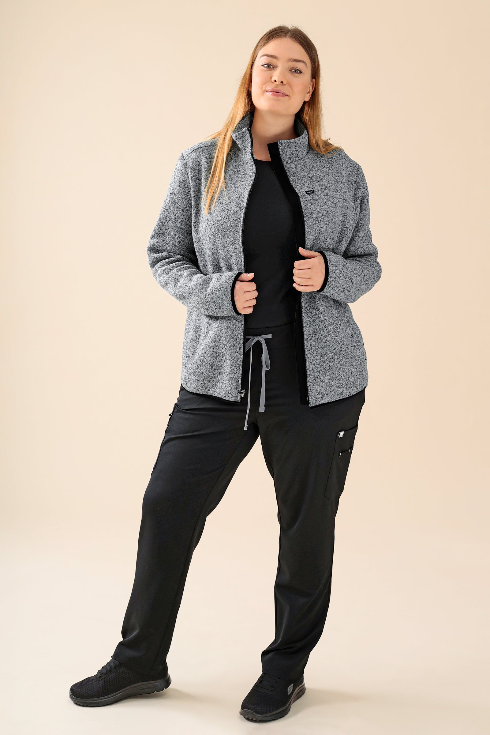 KAERE Veste en Maille Polaire mixte - Zippée gris chiné, Vue de face