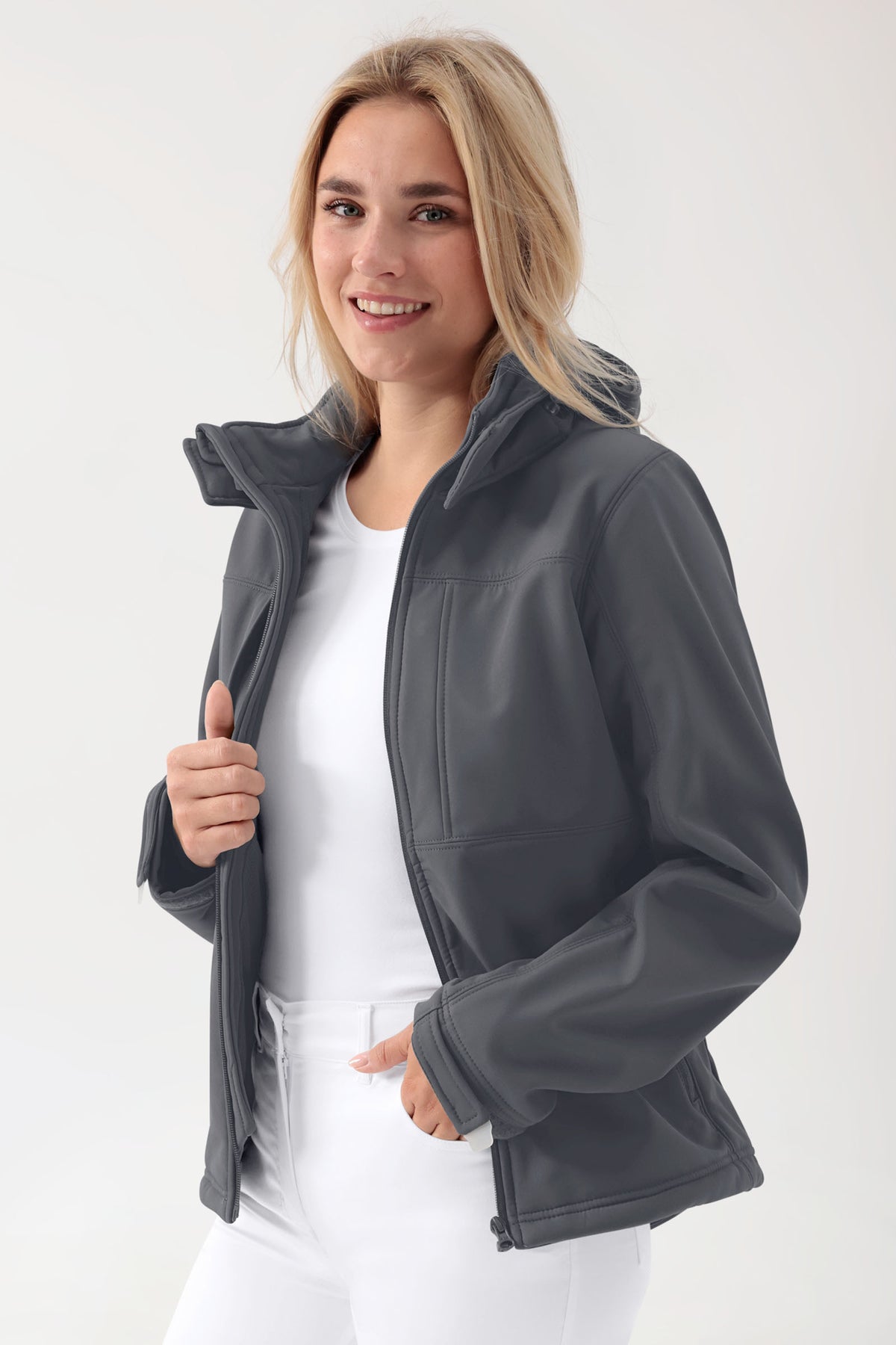 Softshell Veste mixte - à capuche gris minéral