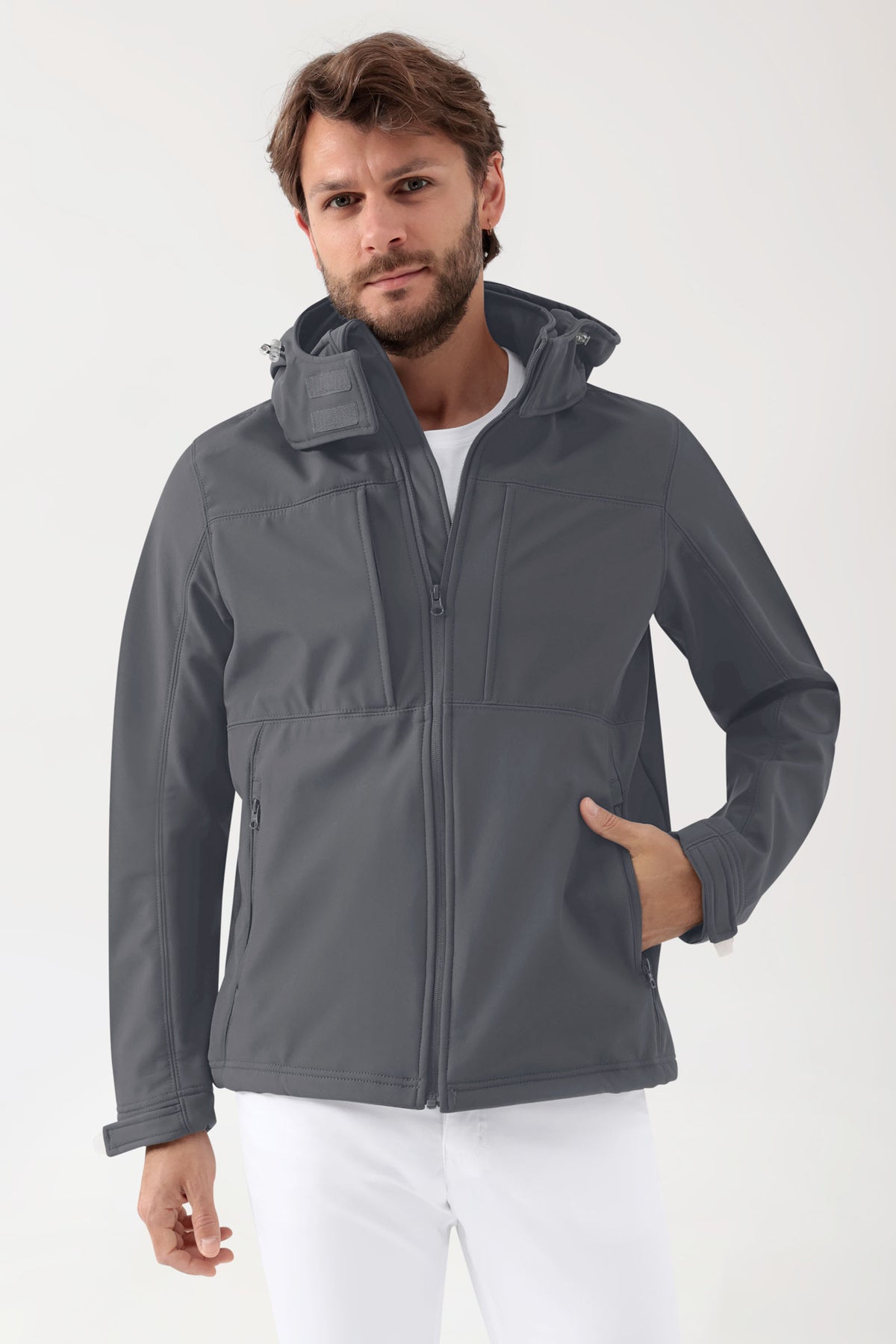 Softshell Veste mixte - à capuche gris minéral