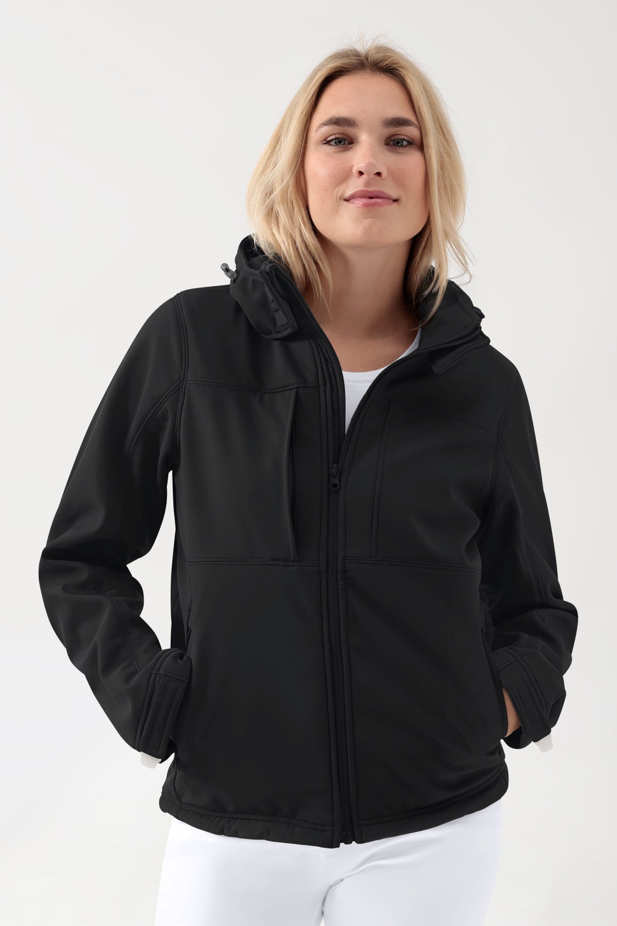 Softshell Veste mixte - à capuche noir, Vue de face