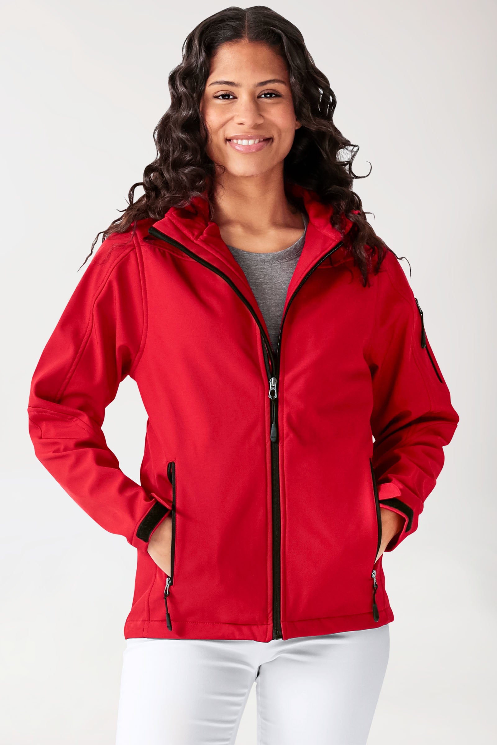Softshell Veste mixte - à capuche rouge