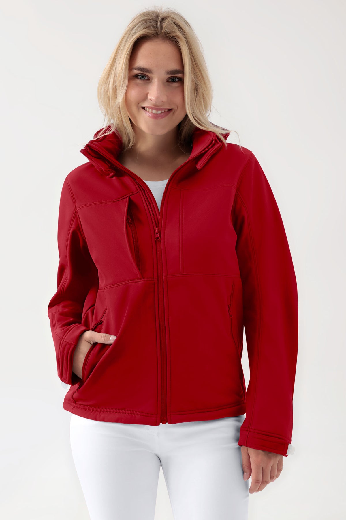 Softshell Veste mixte - à capuche rouge