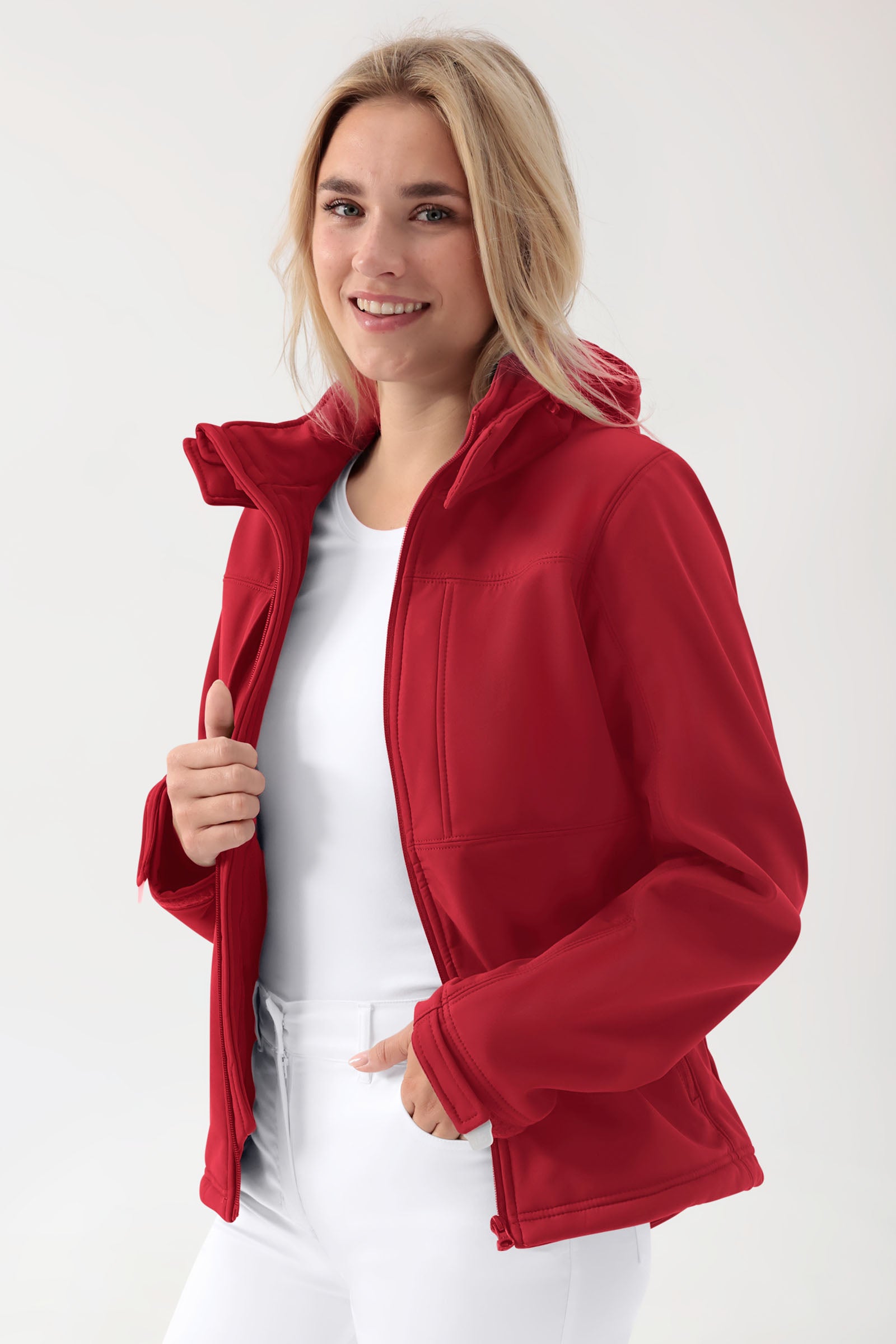 Softshell Veste mixte - à capuche rouge