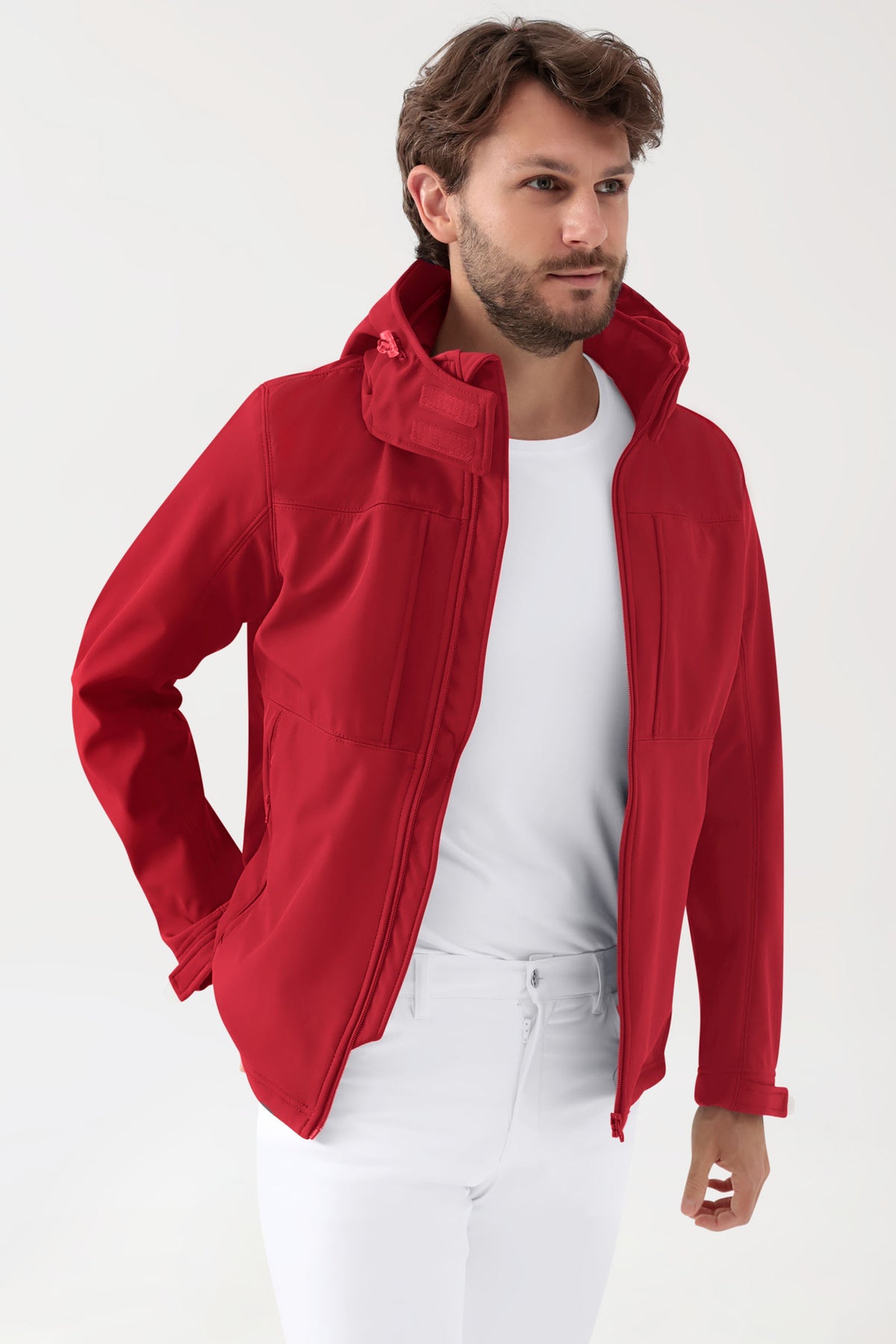 Softshell Veste mixte - à capuche rouge