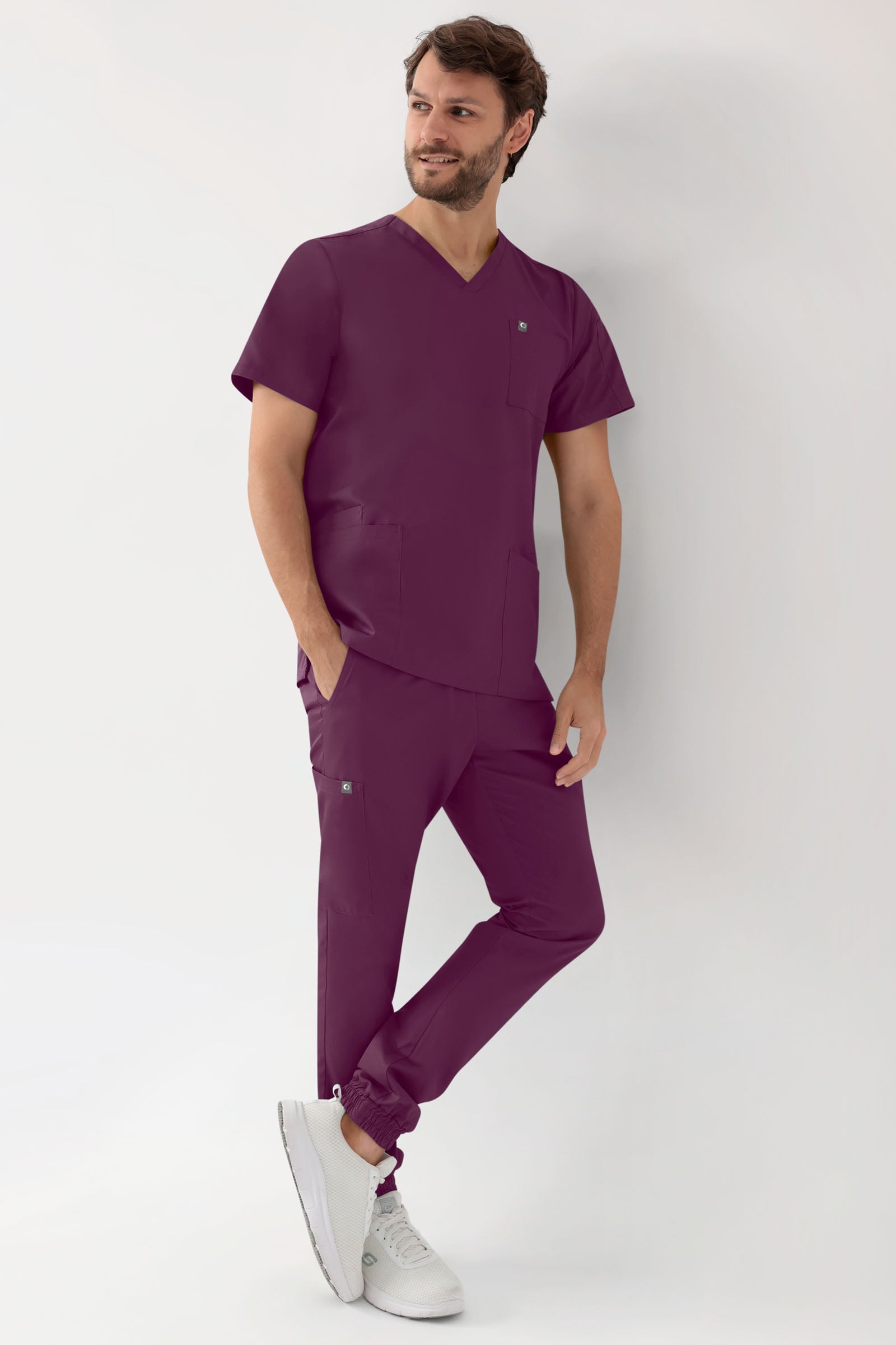 GREEN Tunique Stretch Homme - Décolleté V prune, Vue de face