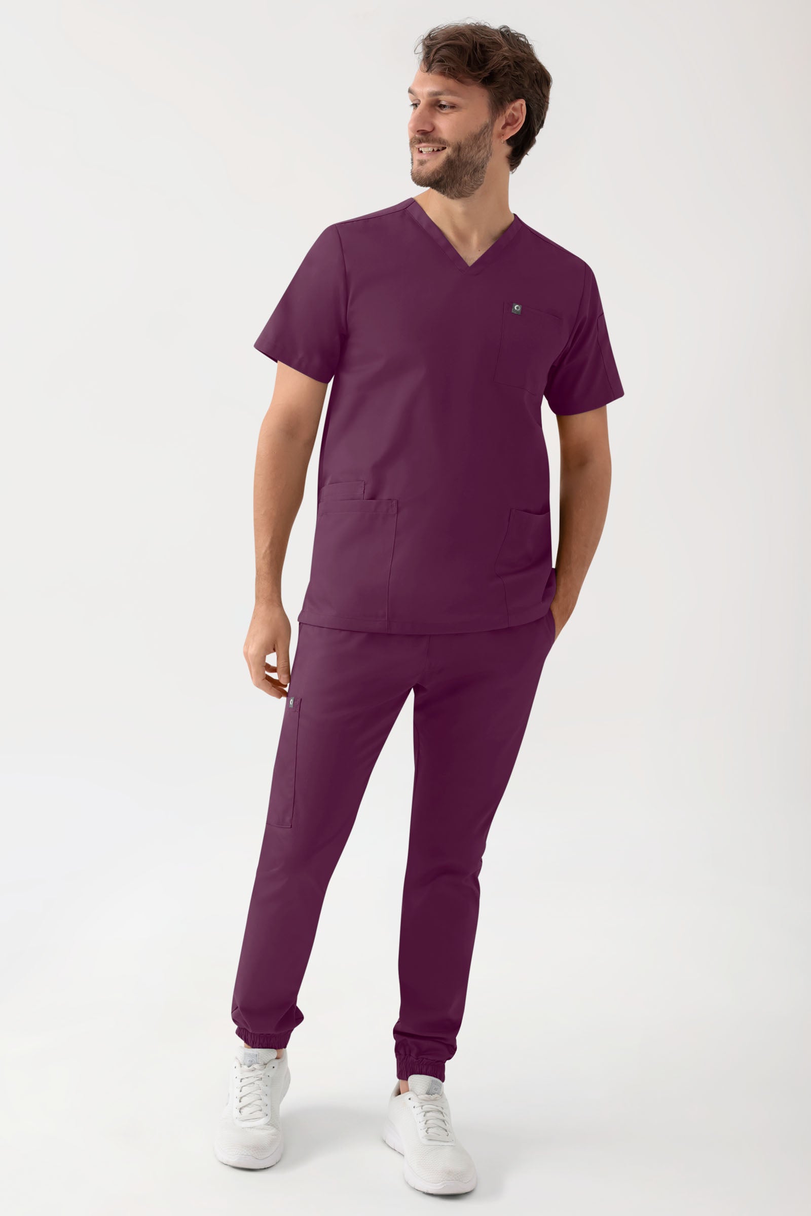 GREEN Tunique Stretch Homme - Décolleté V prune, Vue de face
