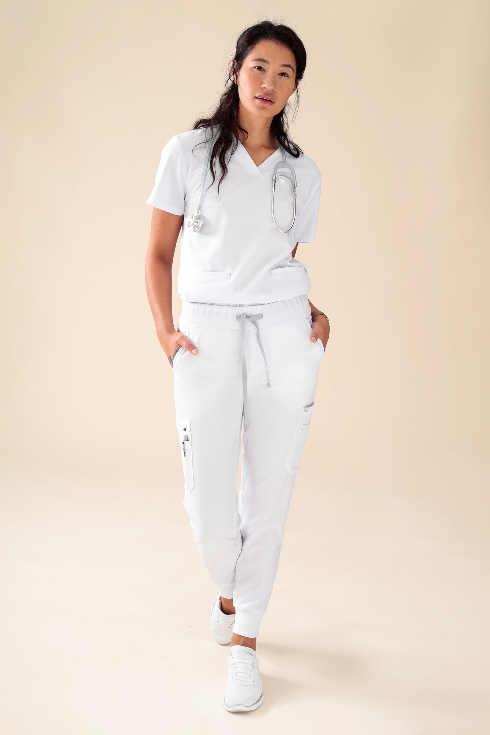 KAERE Tunique Femme - Décolleté V blanc