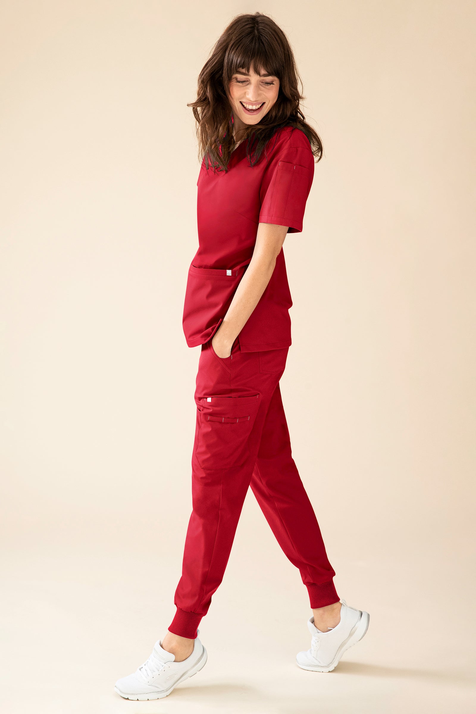 KAERE Tunique Femme - Décolleté V rouge