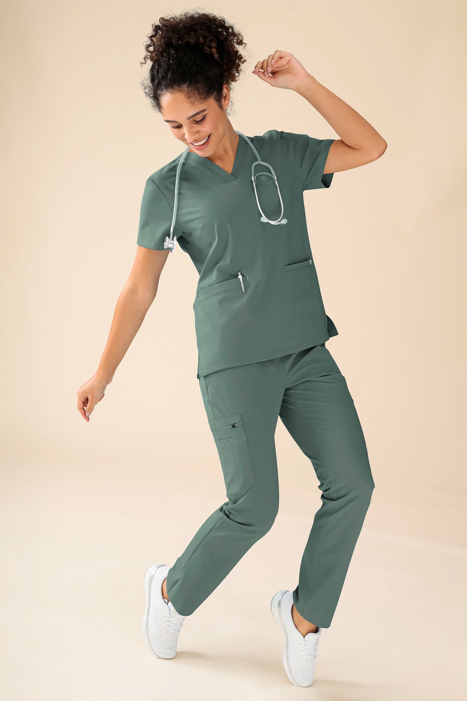 KAERE Tunique Femme - Décolleté V vert foncé
