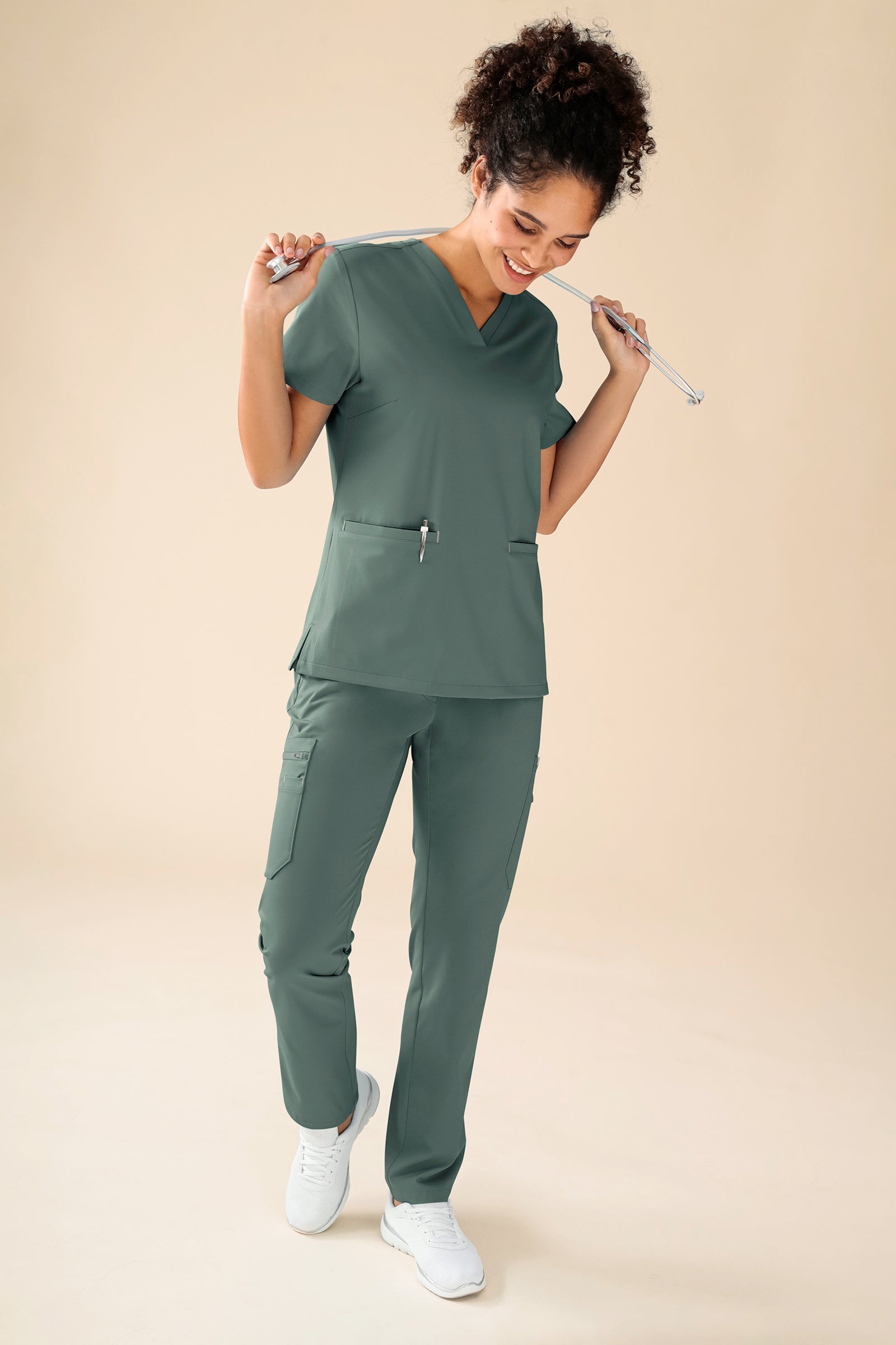 KAERE Tunique Femme - Décolleté V vert foncé