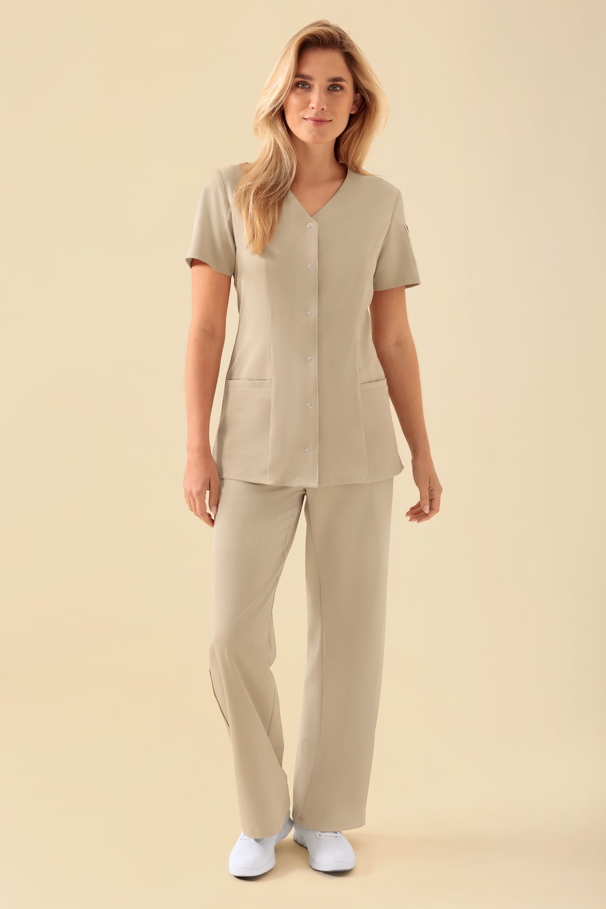 KAERE Blouse Femme - Patte de boutonnage sable