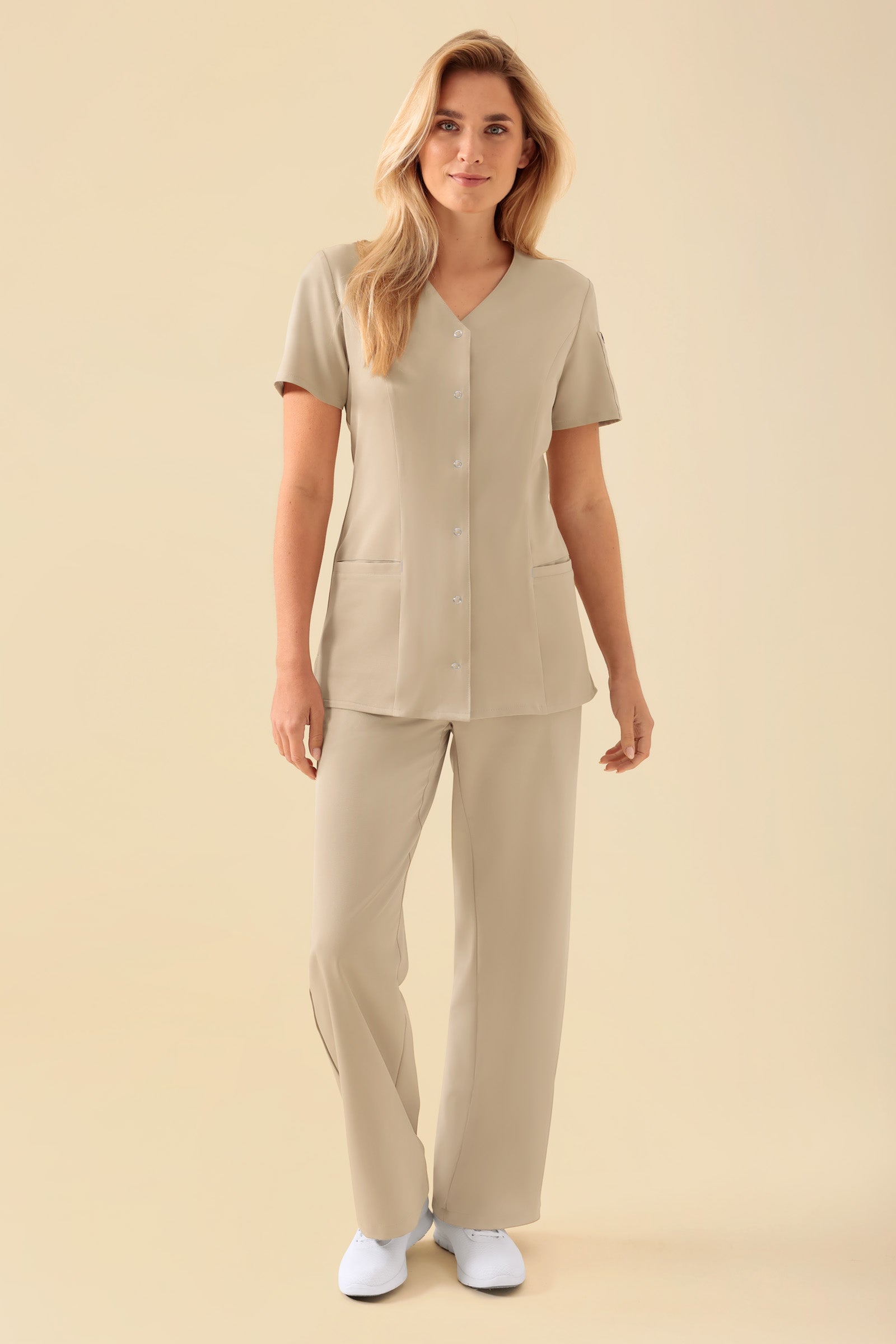 KAERE Blouse Femme - Patte de boutonnage sable