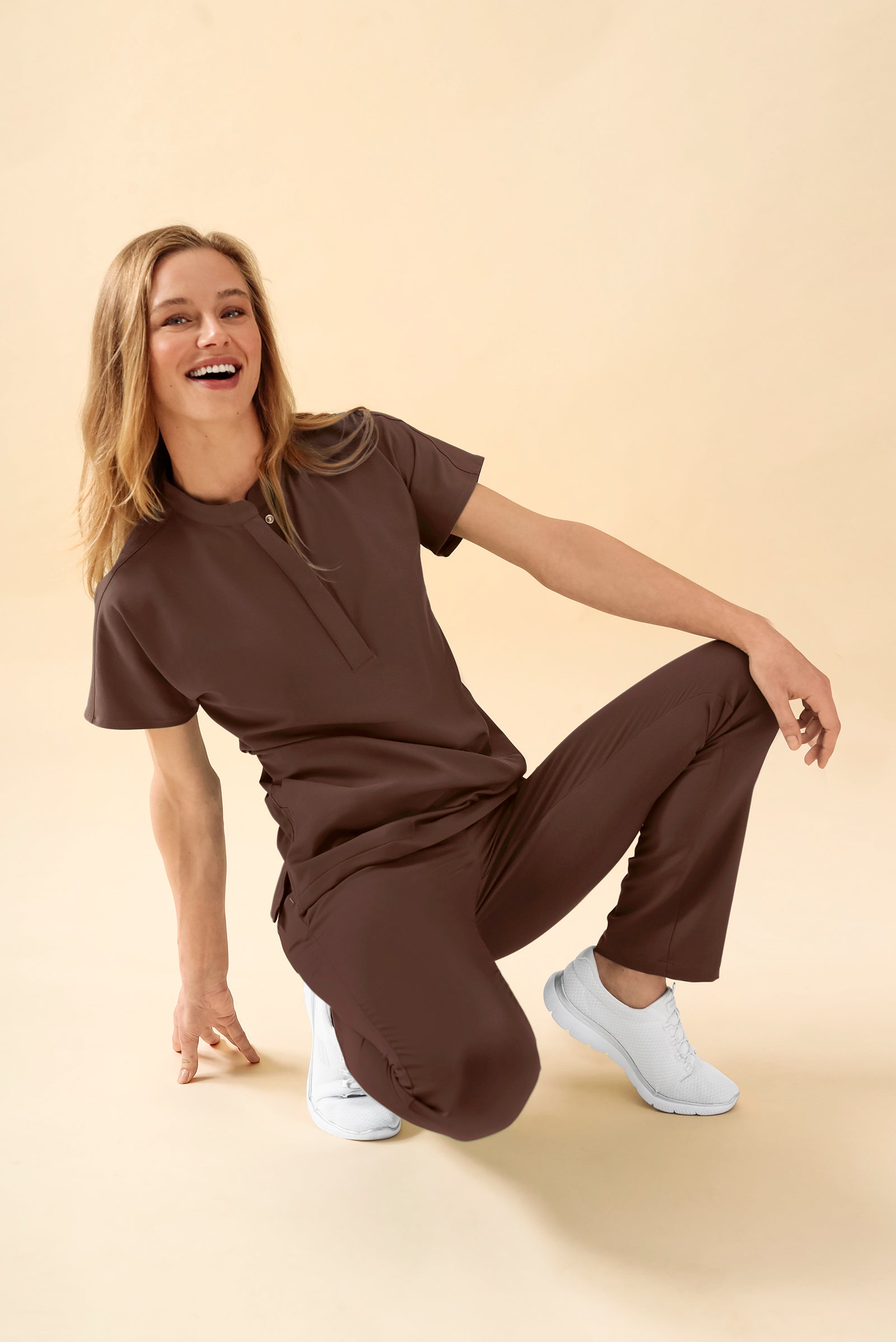KAERE Tunique Femme - Col officier coffee