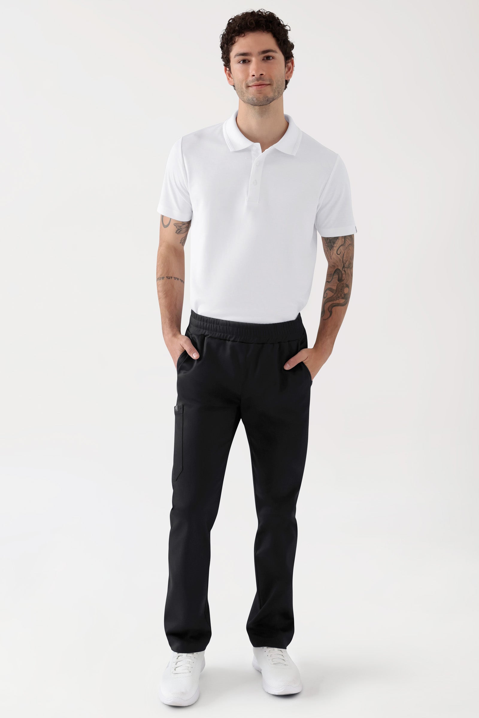 COMFY FLEX Pantalon Stretch mixte - 1/1 longueur noir, Vue de face Le mannequin mesure 188 cm et porte la taille M