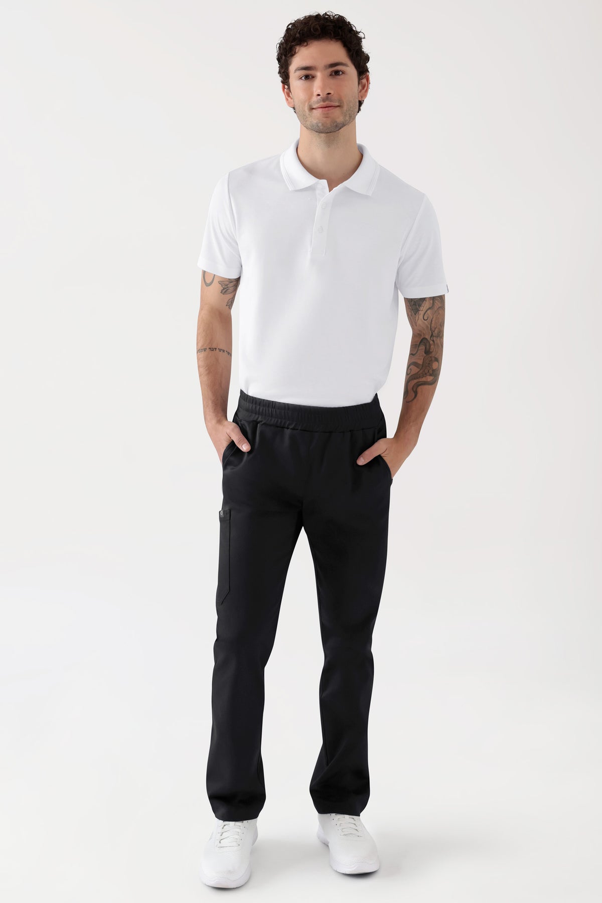 COMFY FLEX Pantalon Stretch mixte - 1/1 longueur noir, Vue de face Le mannequin mesure 188 cm et porte la taille M