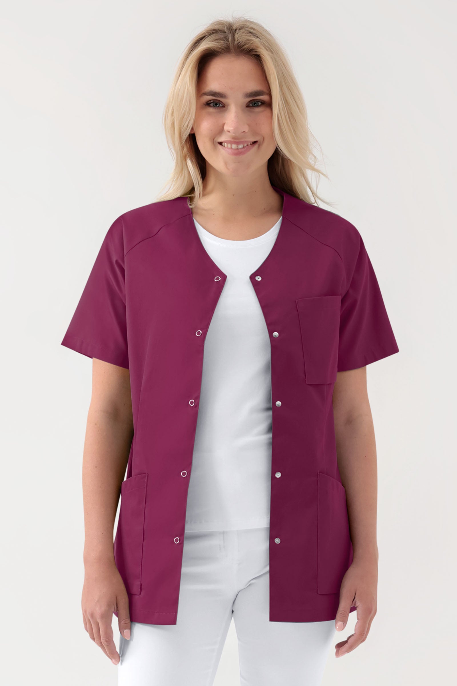 LA Blouse médicale femme - patte pressions berry