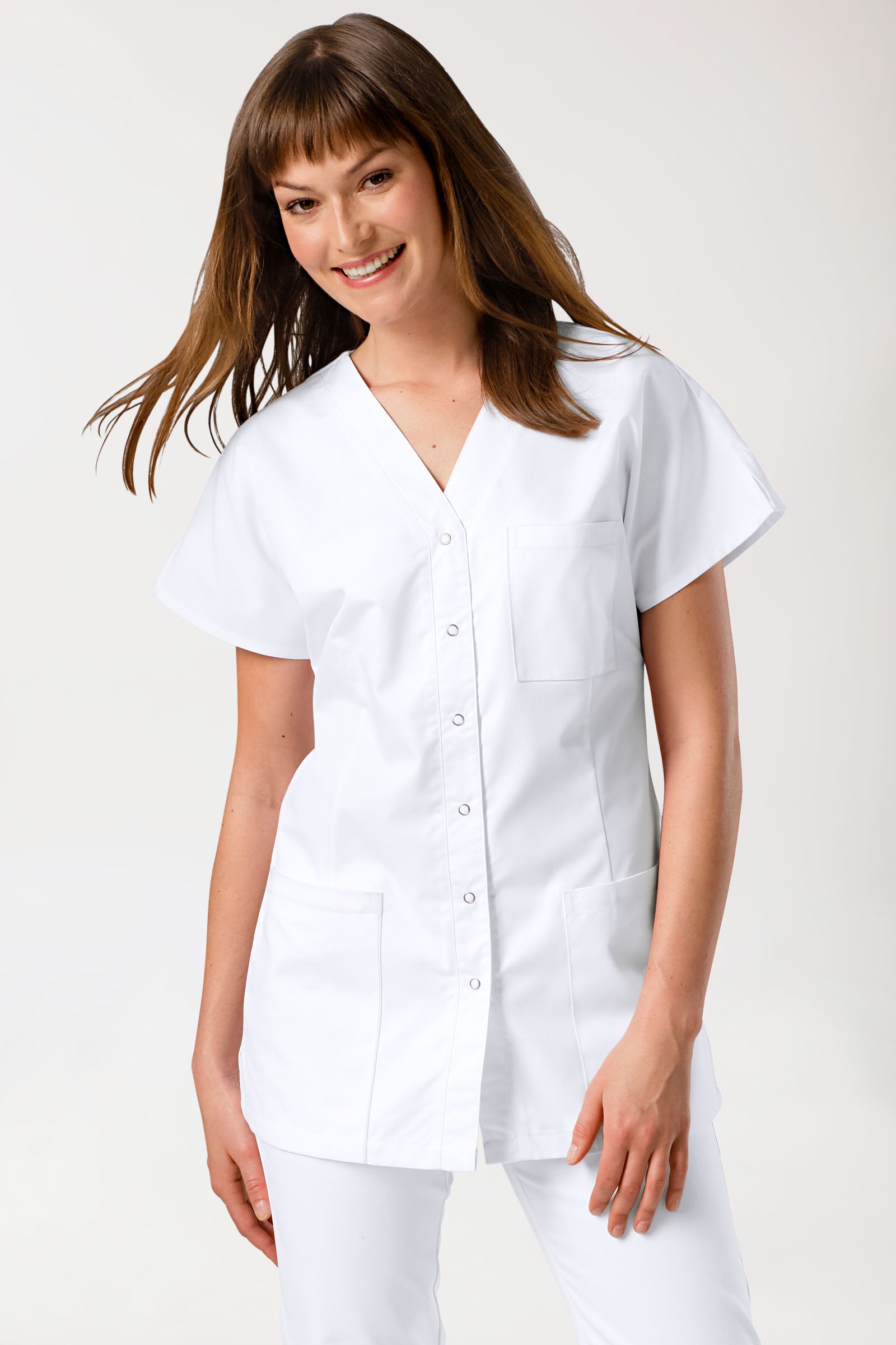 JUST STRONG Blouse Femme - patte pressions blanc