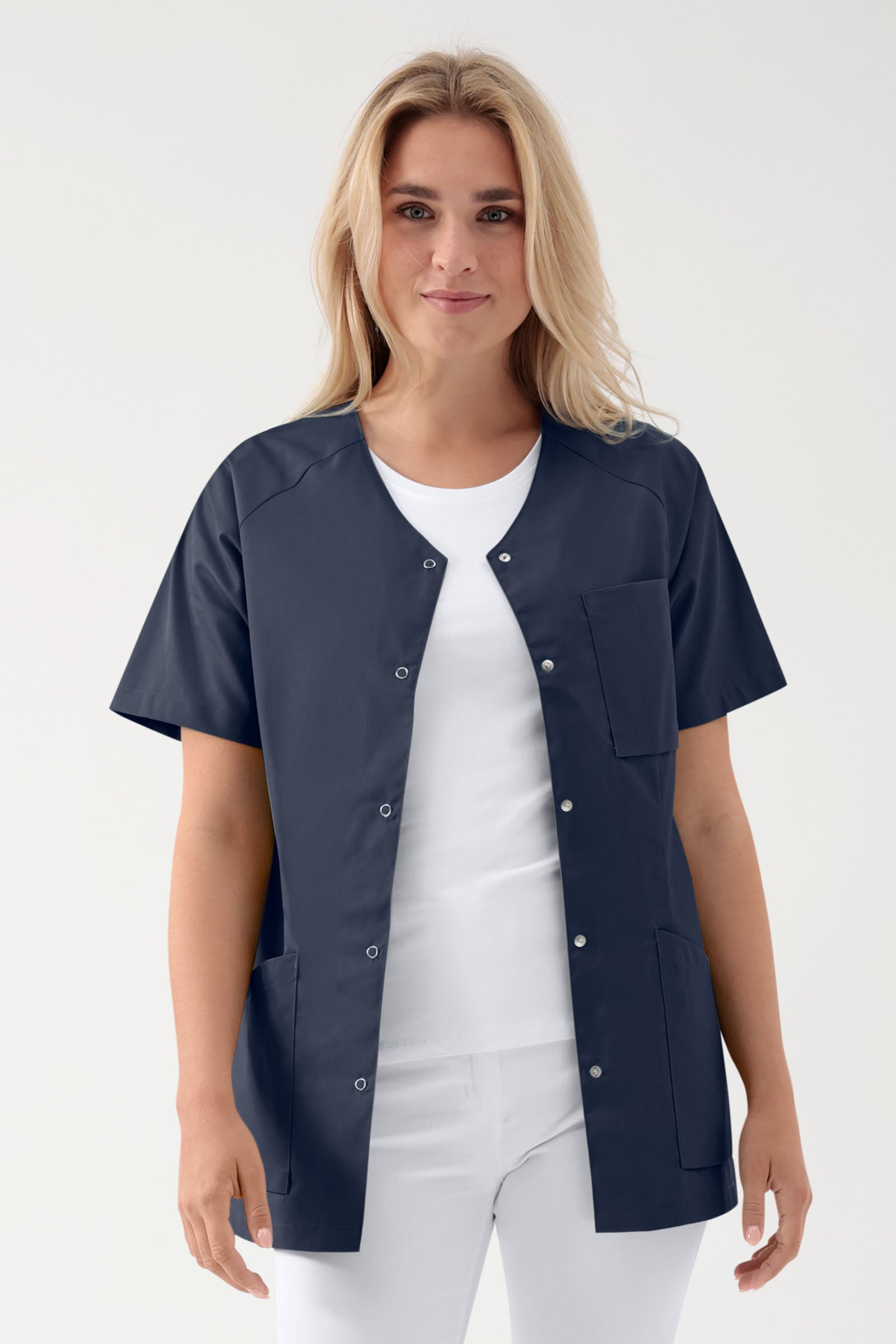 LA Blouse médicale femme - patte pressions navy