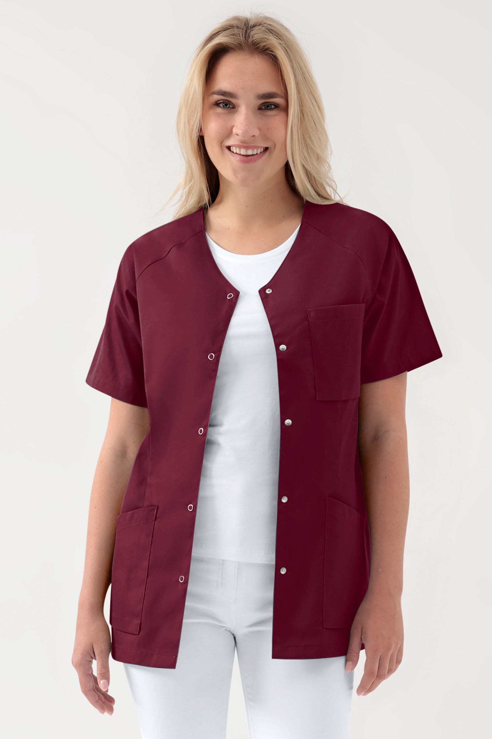 LA Blouse médicale femme - patte pressions bordeaux