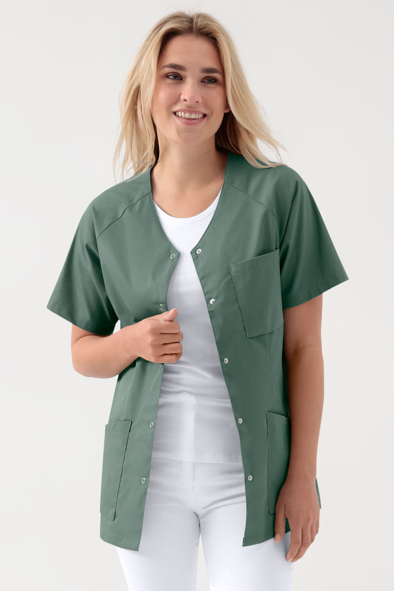 LA Blouse médicale femme - patte pressions vert foncé