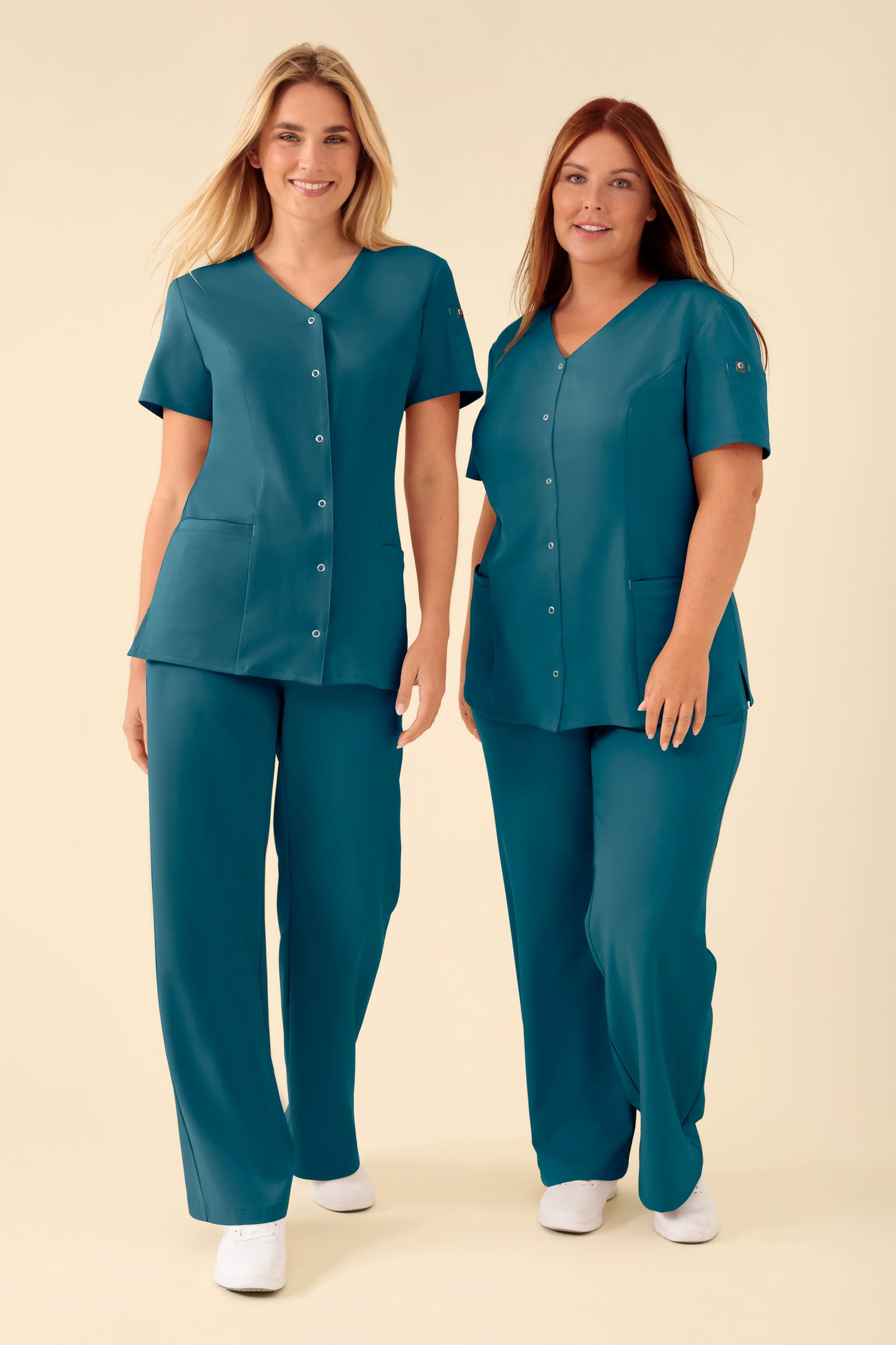 KAERE Blouse Femme - Patte de boutonnage pétrole, Vue de face