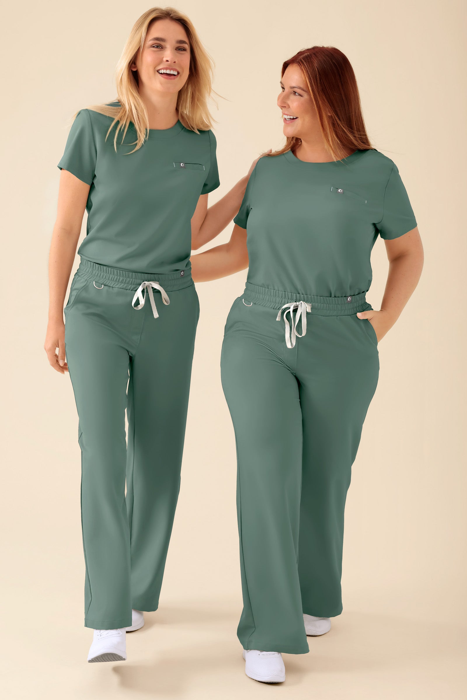 KAERE Pantalon Femme - large jambe vert foncé, Vue de face