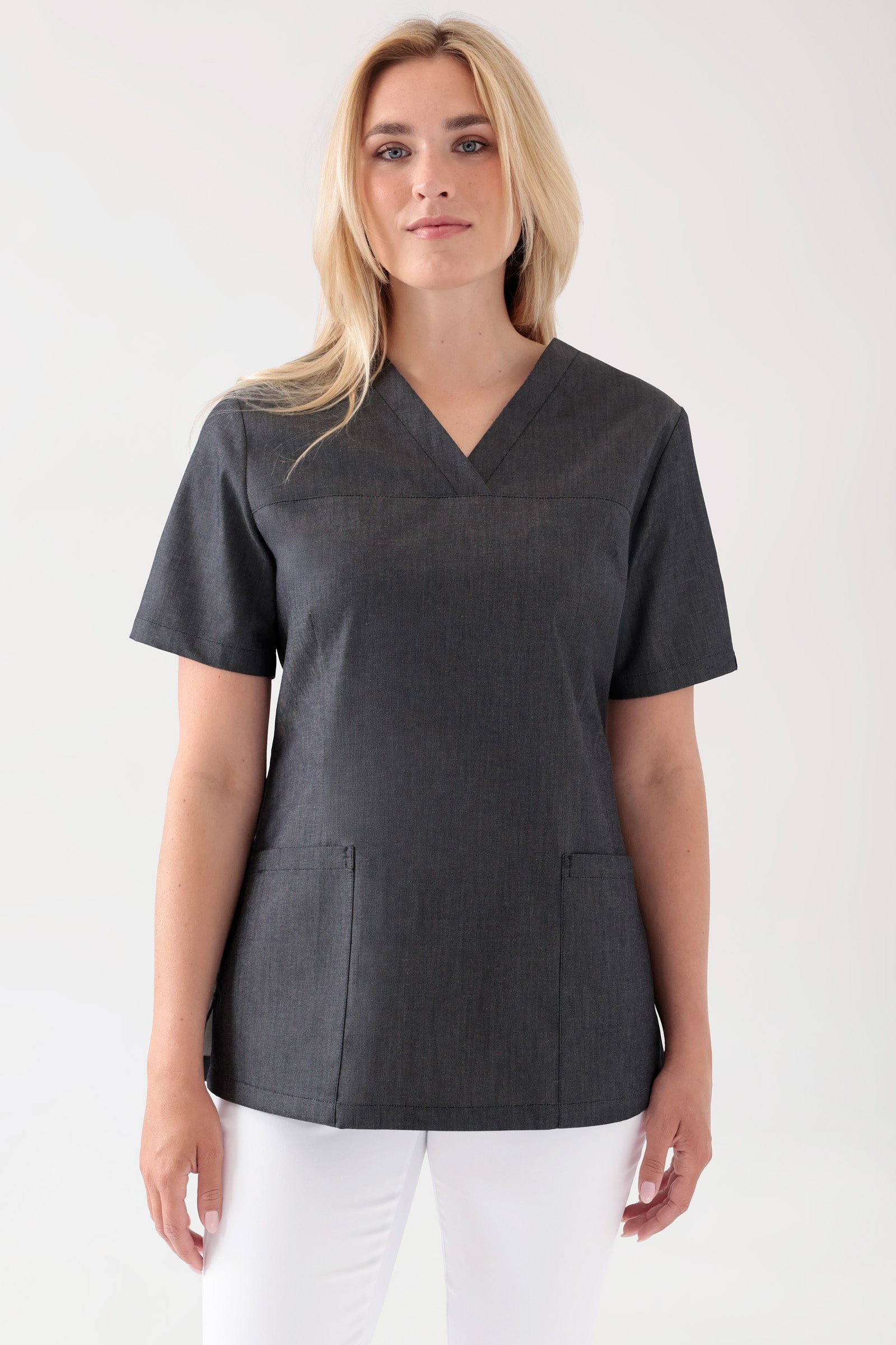 Tunique Stretch Femme - Décolleté V jeans noir, Vue de face
