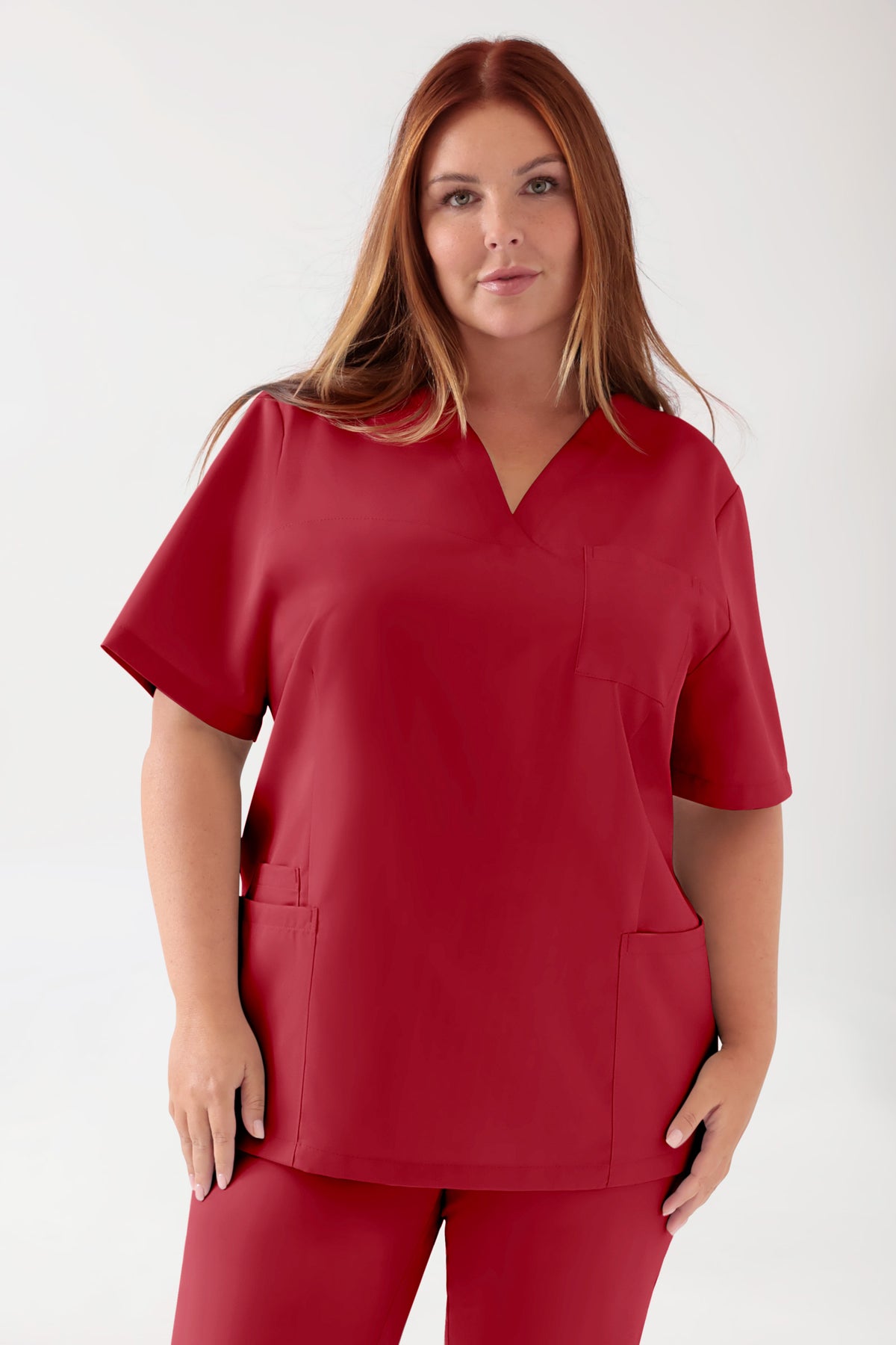 TENCEL™ Tunique Femme - Décolleté V rouge, Vue de face